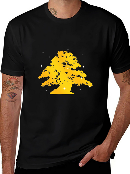 Golden Tree Graphic Black T-Shirt