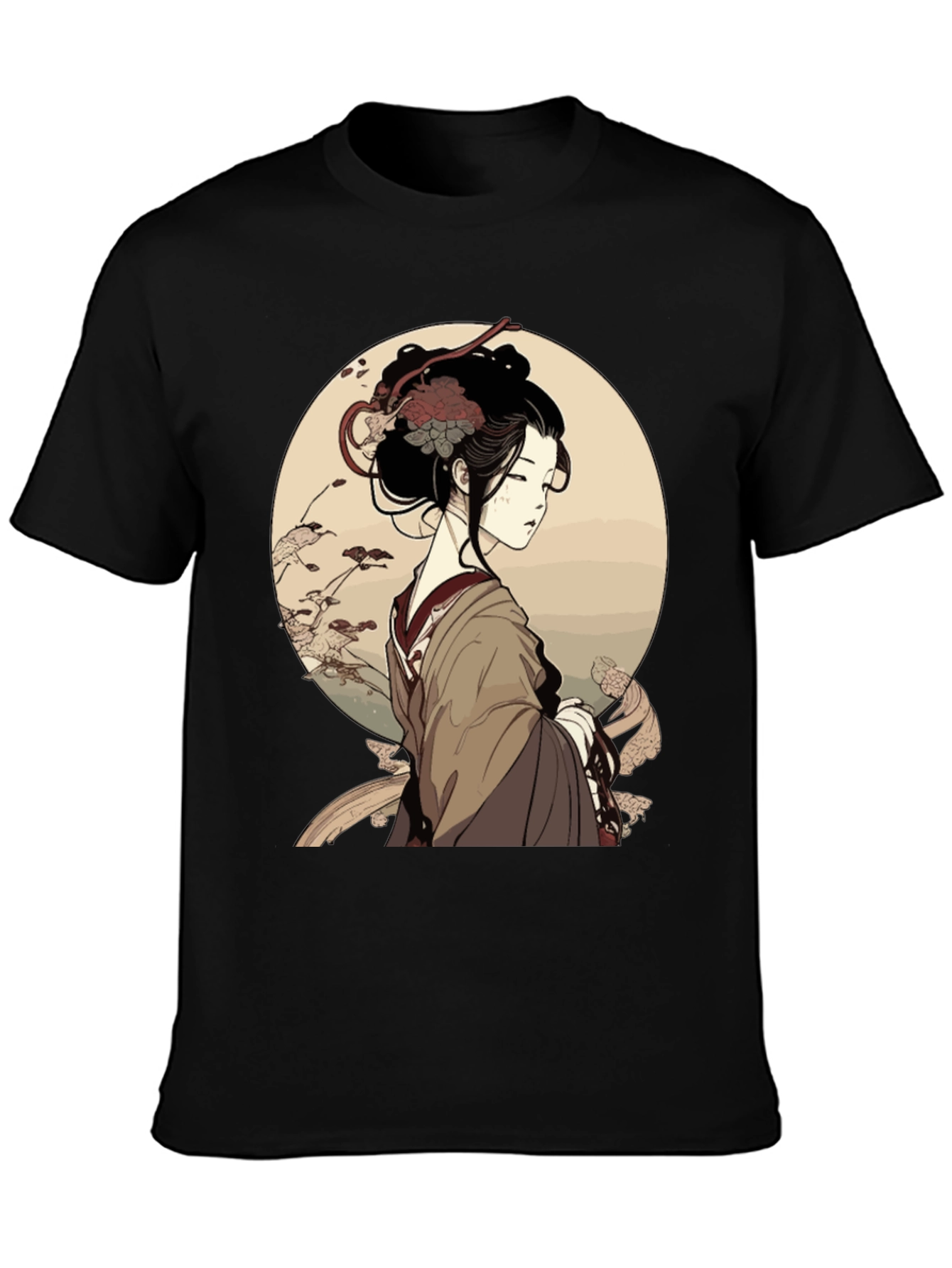 Ukiyo-e Geisha Graphic Black T-Shirt