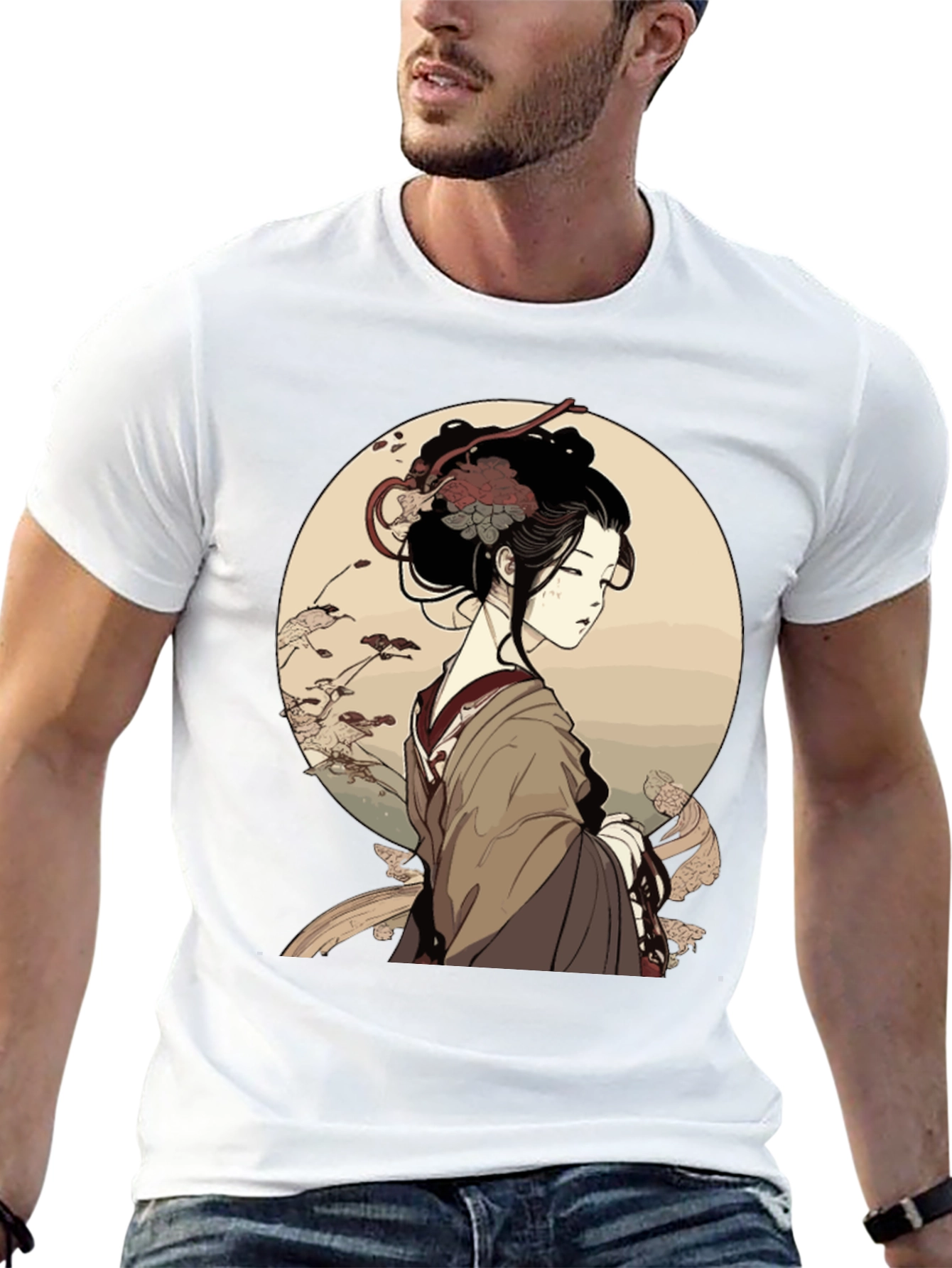 Ukiyo-e Geisha Graphic Black T-Shirt