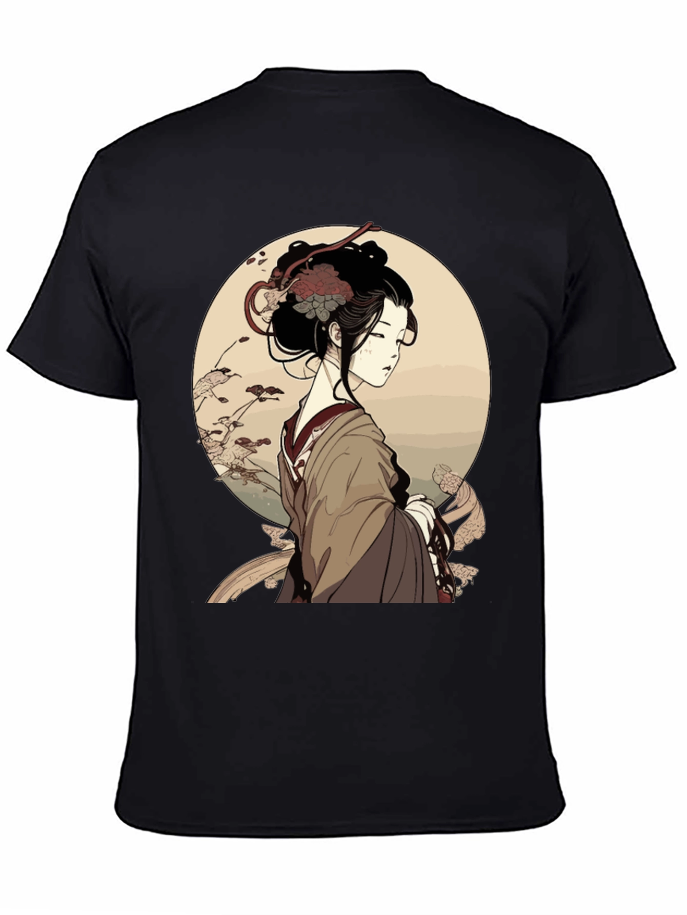 Ukiyo-e Geisha Graphic Black T-Shirt