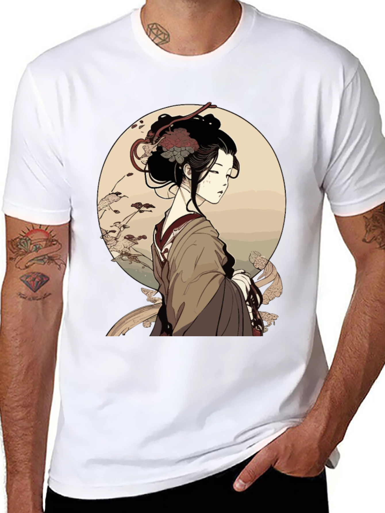 Ukiyo-e Geisha Graphic Black T-Shirt