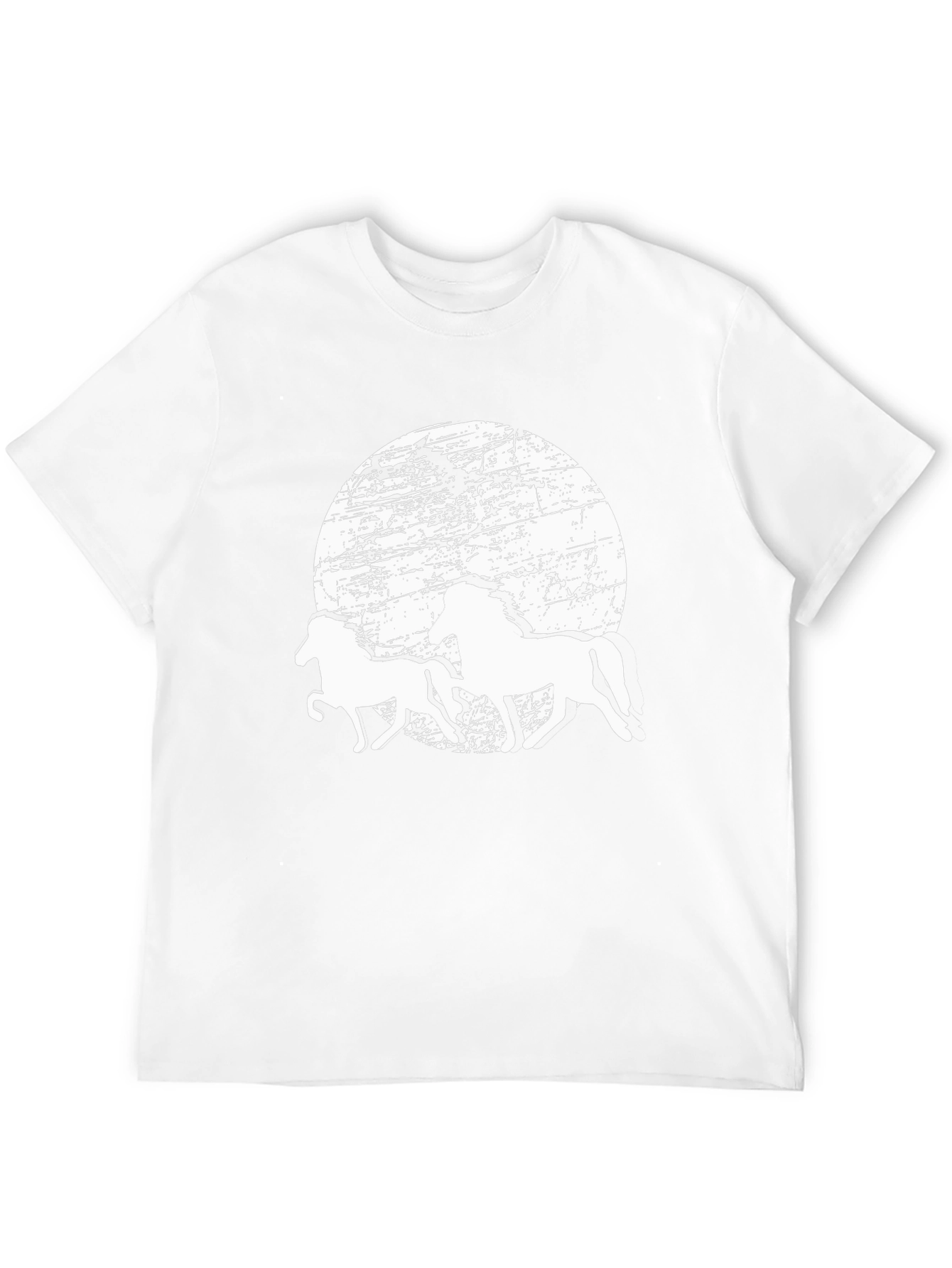 Horses Silhouette T-Shirt: Distressed Moon Graphic Tee
