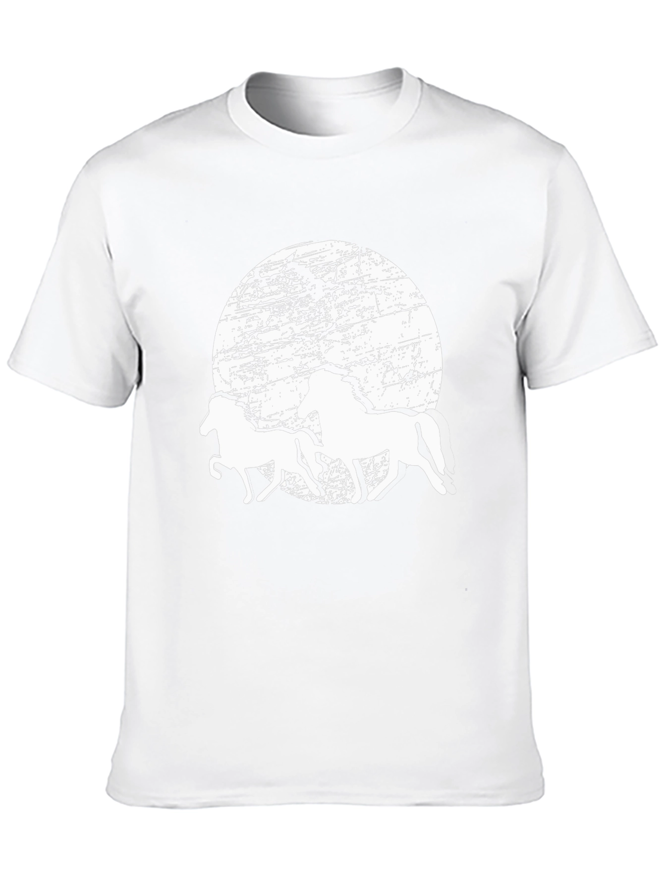 Horses Silhouette T-Shirt: Distressed Moon Graphic Tee