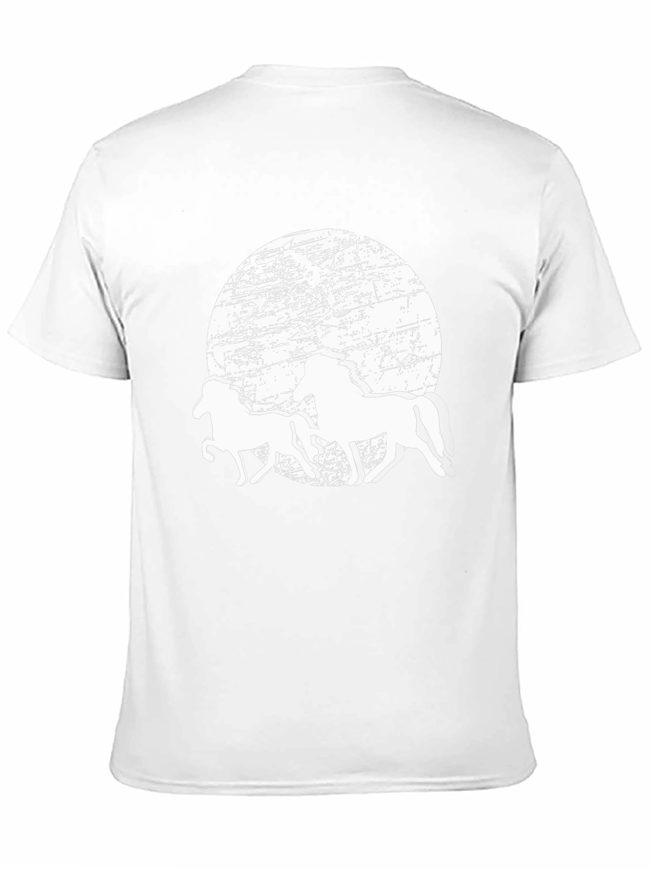 Horses Silhouette T-Shirt: Distressed Moon Graphic Tee