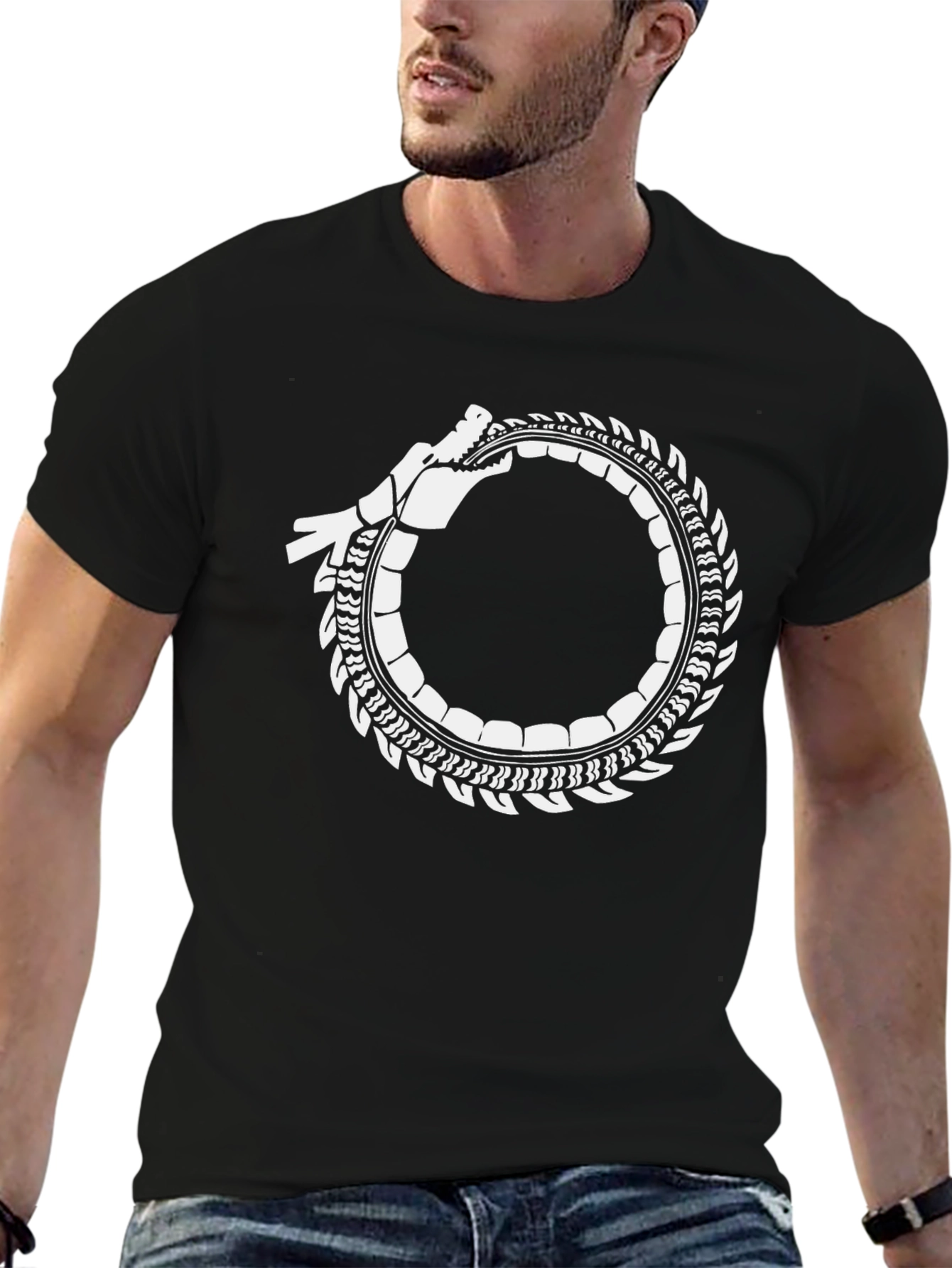 Ouroboros Dragon Circle T-Shirt - Symbolic Design