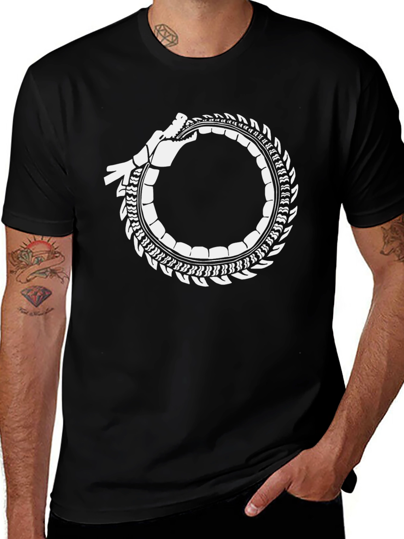 Ouroboros Dragon Circle T-Shirt - Symbolic Design