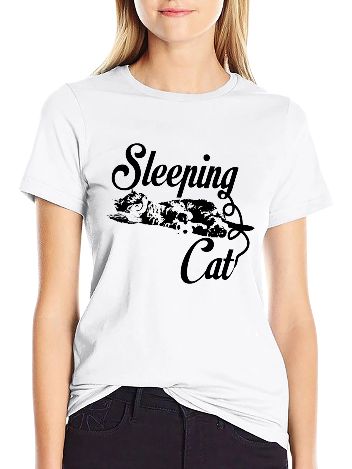Sleeping Cat Graphic T-Shirt