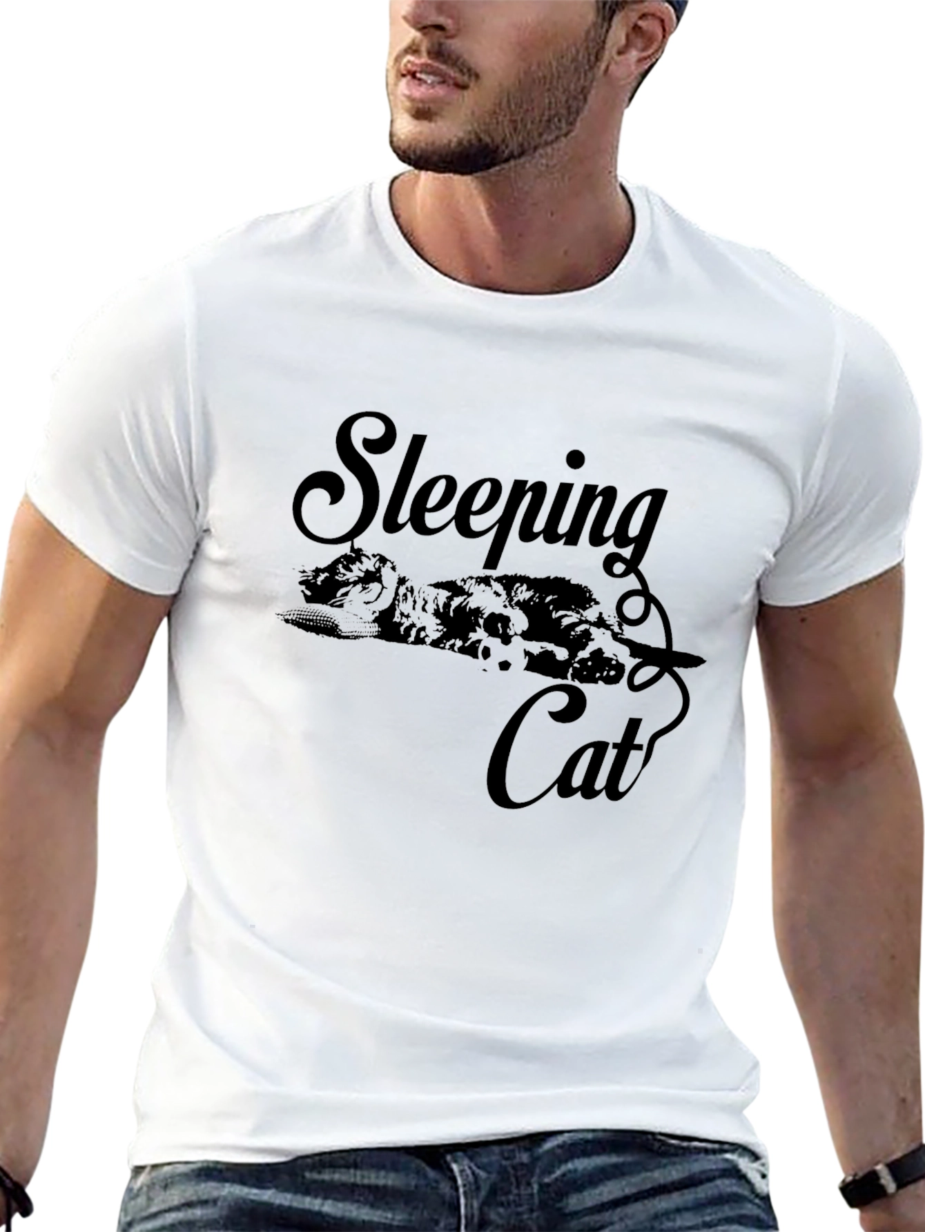 Sleeping Cat Graphic T-Shirt