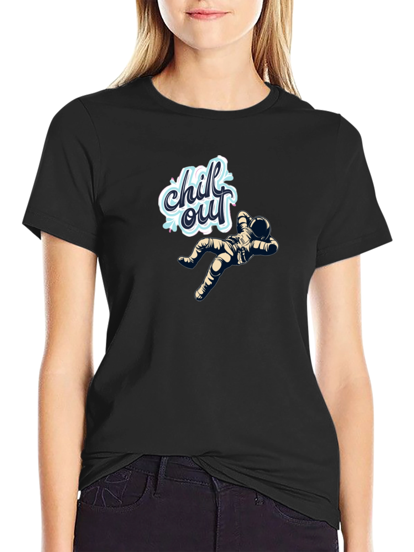 Chill Out Astronaut Black T-Shirt