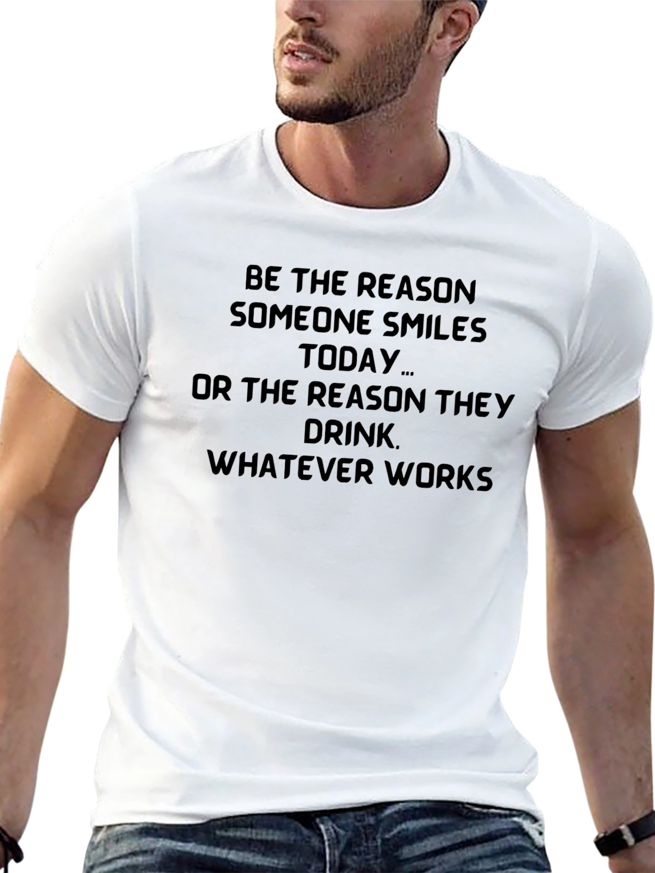 Humorous Graphic T-Shirt: Smiles or Drinks
