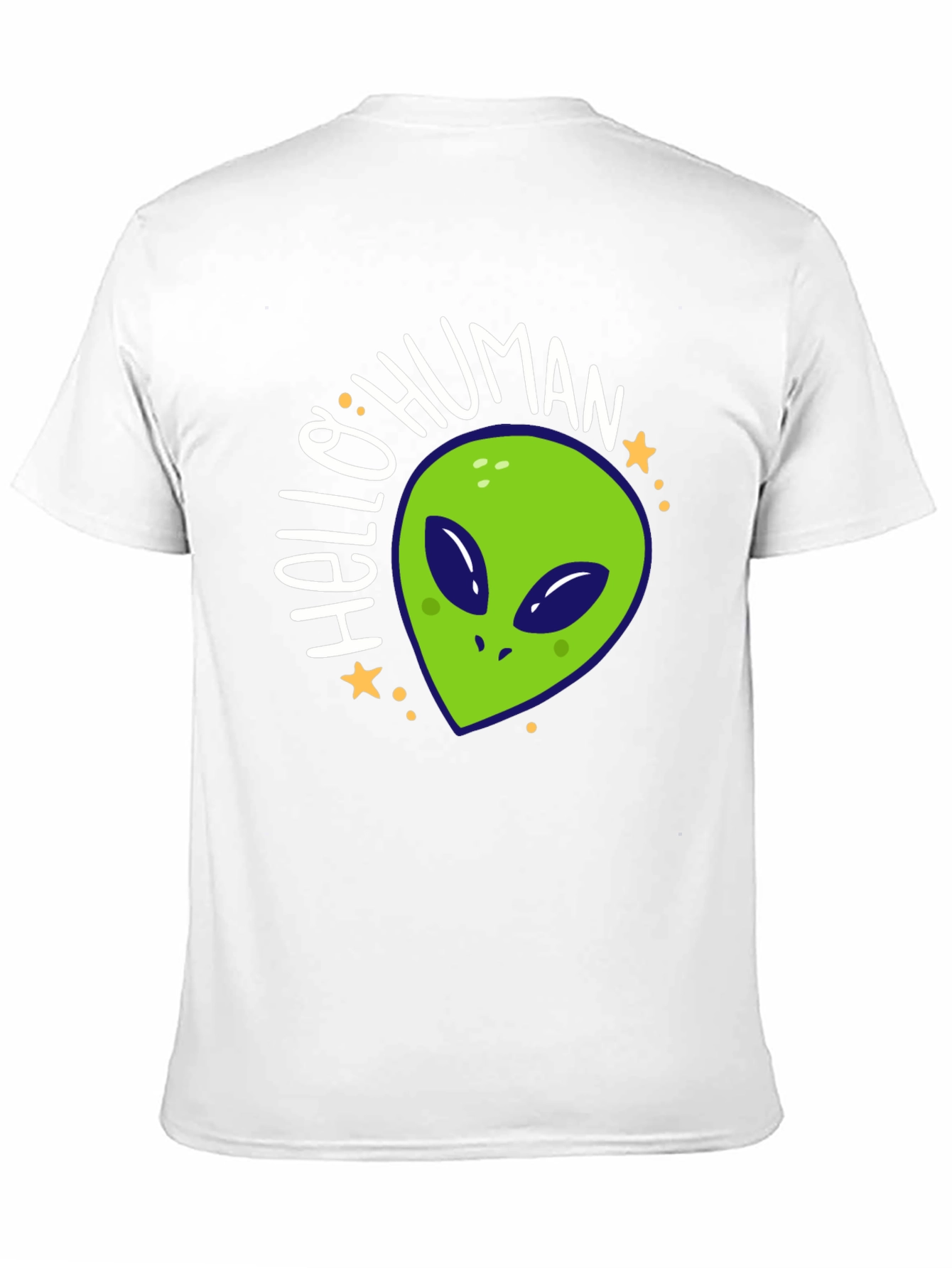Hello Human Alien Graphic Tee - Black Casual T-Shirt