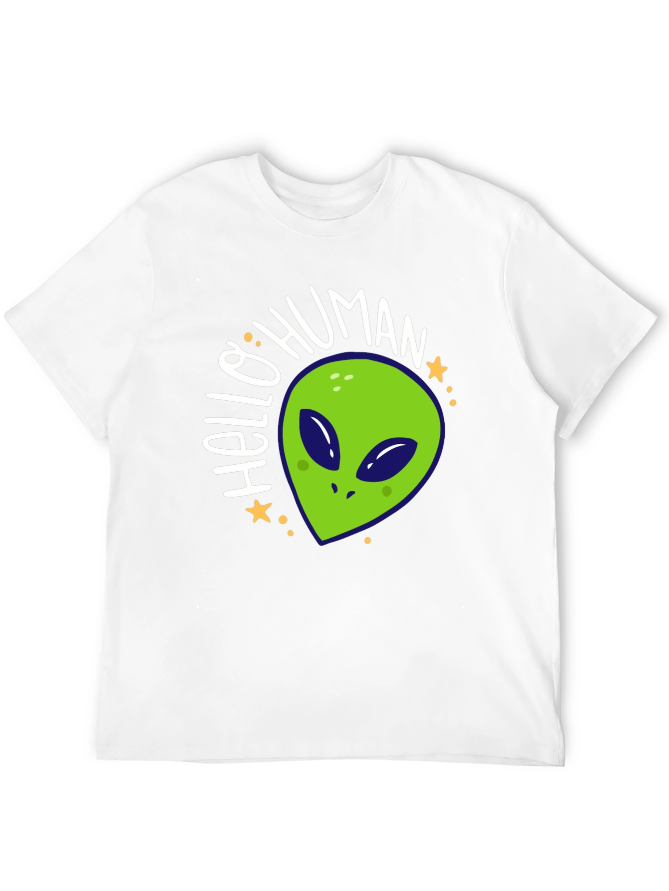 Hello Human Alien Graphic Tee - Black Casual T-Shirt