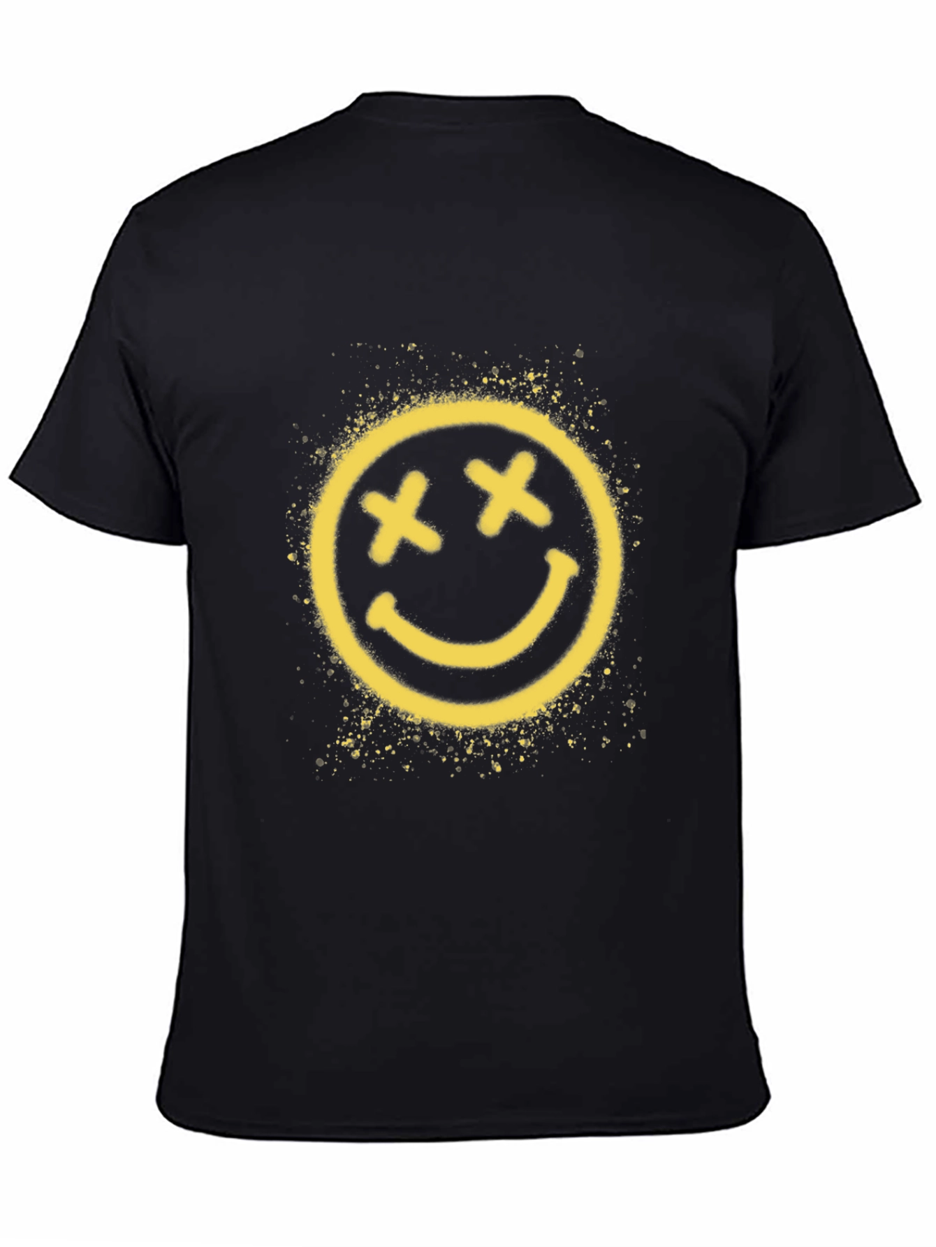 Distressed Smiley Face Black T-Shirt