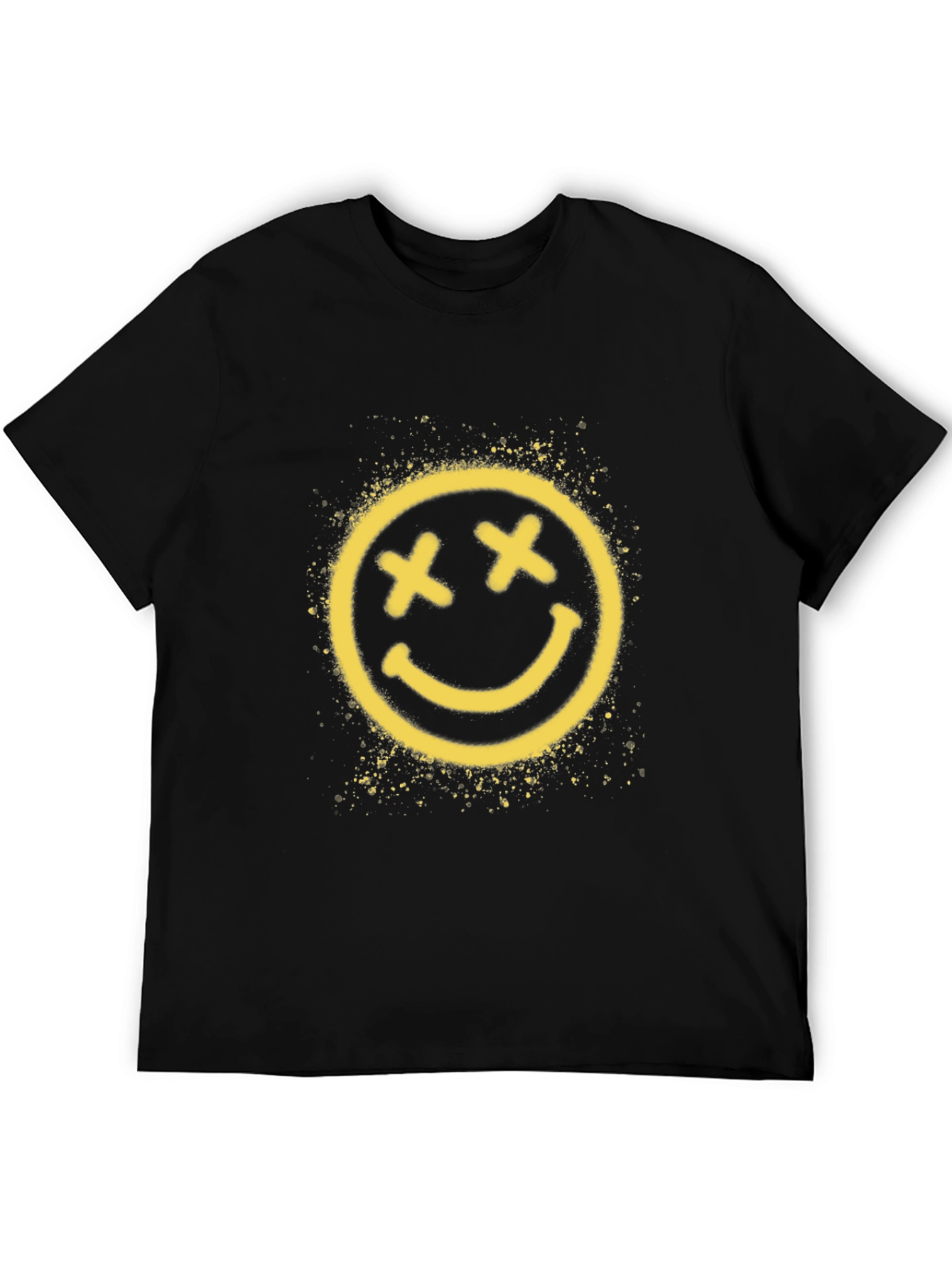 Distressed Smiley Face Black T-Shirt
