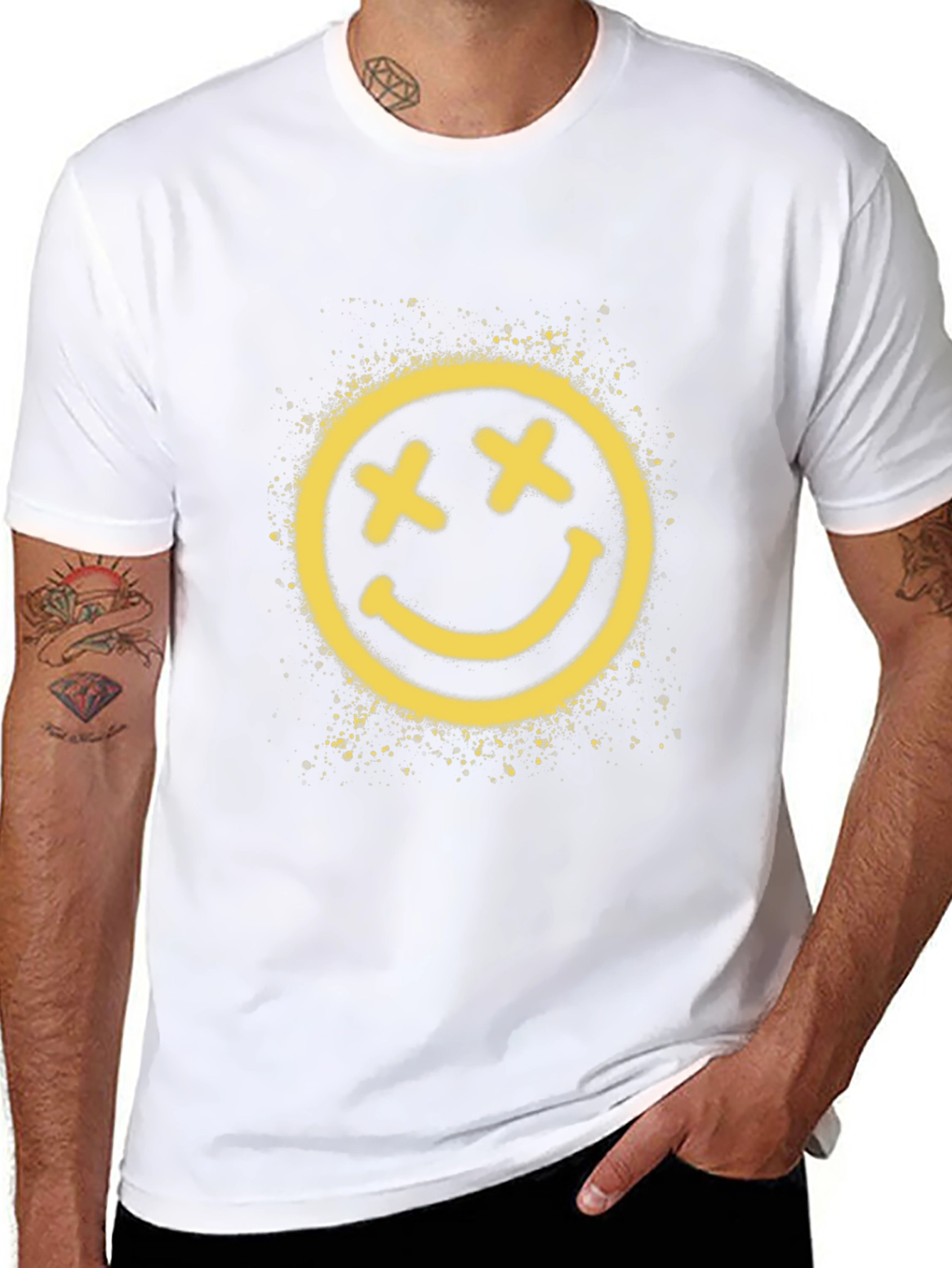 Distressed Smiley Face Black T-Shirt