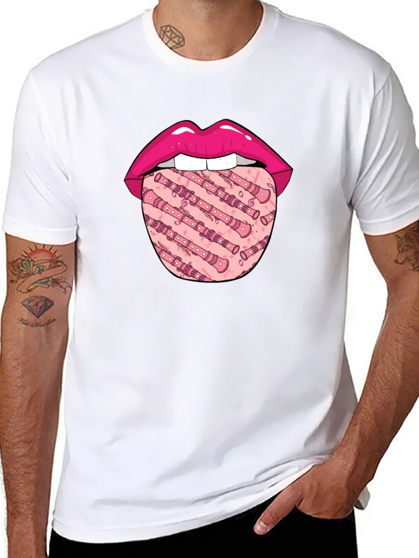 Lip & Recorder Tongue Graphic T-Shirt