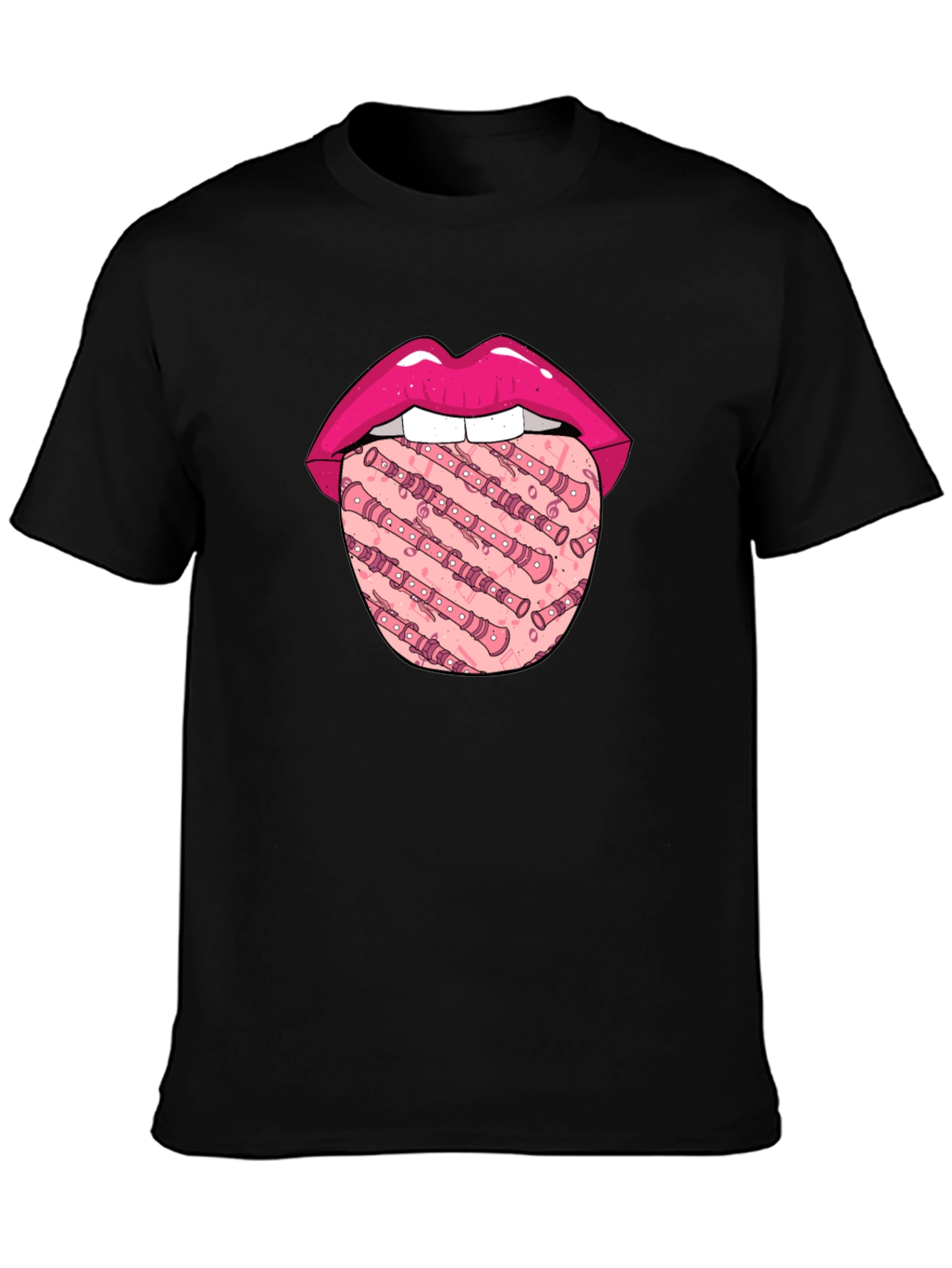 Lip & Recorder Tongue Graphic T-Shirt
