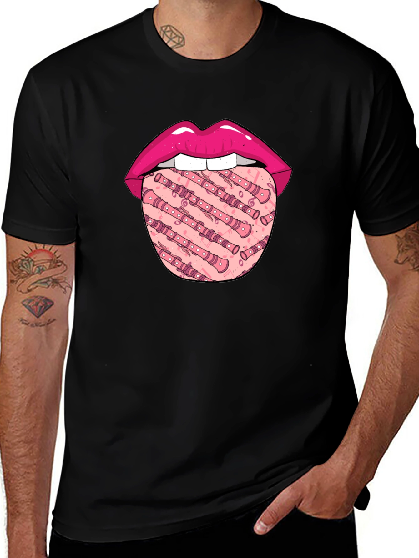 Lip & Recorder Tongue Graphic T-Shirt