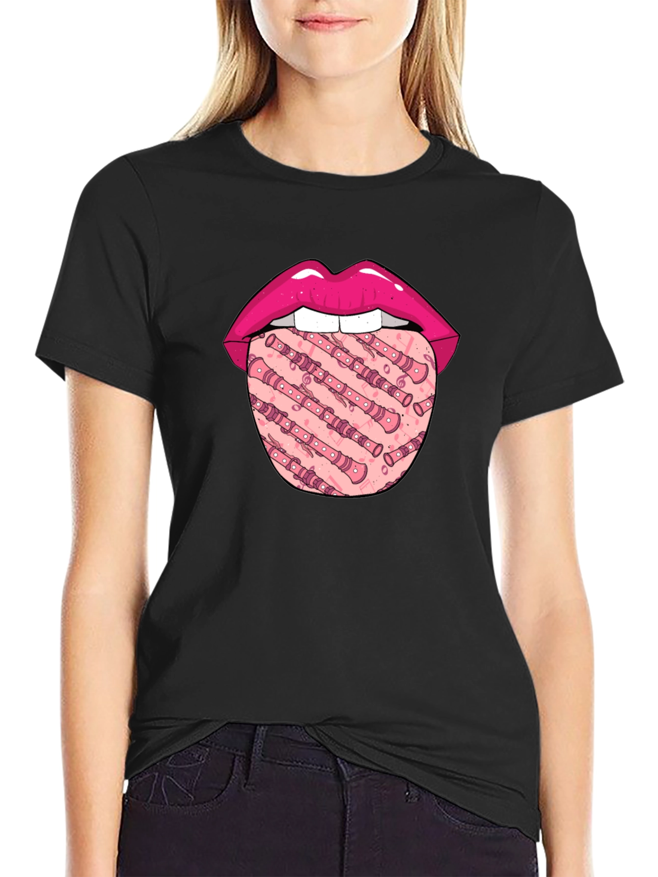 Lip & Recorder Tongue Graphic T-Shirt