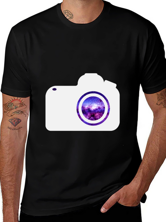 Camera Galaxy Graphic Print T-Shirt