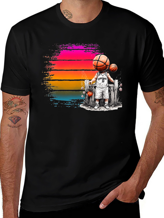 Basketball Head Character Graphic T-Shirt