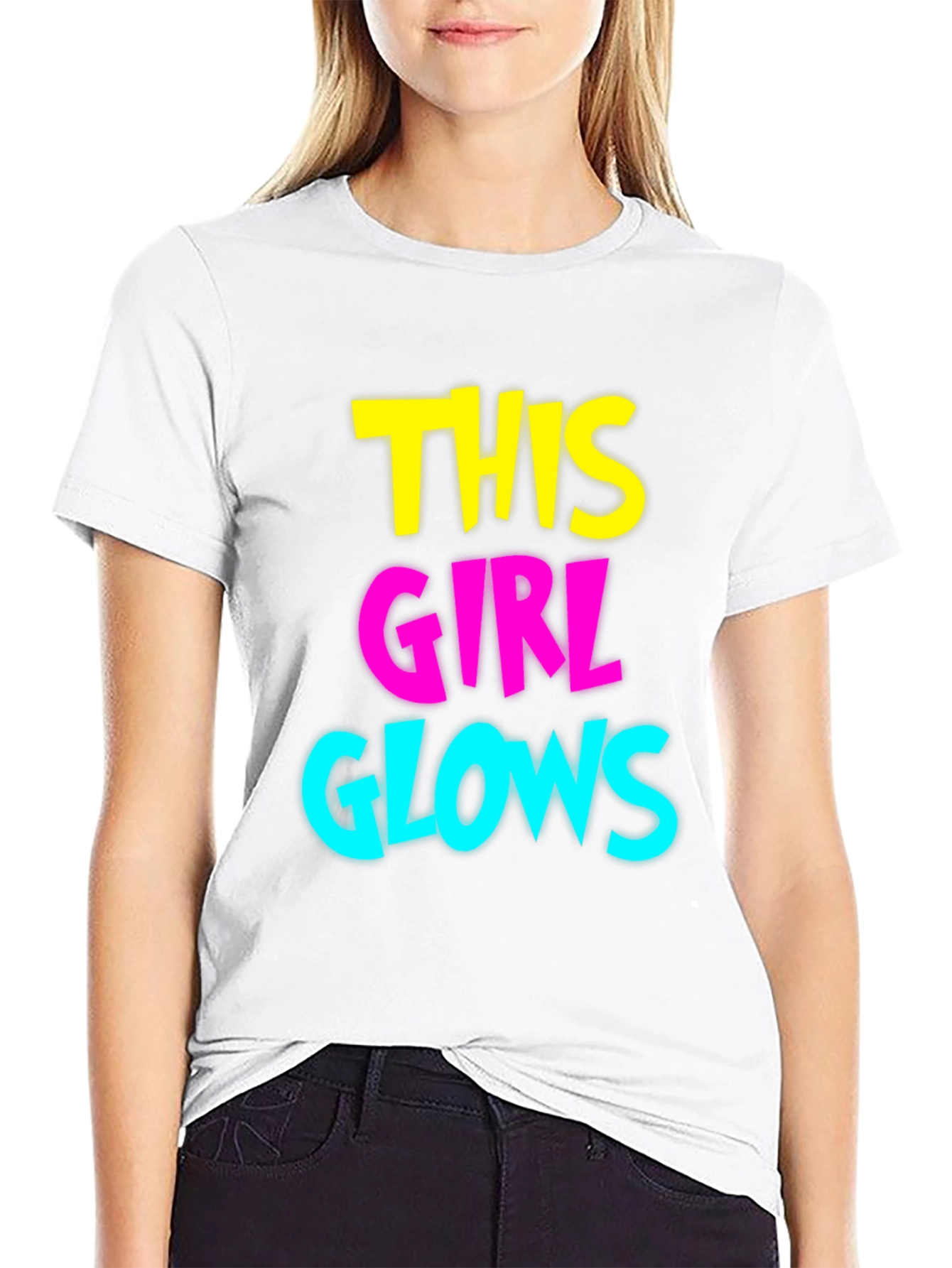 This Girl Glows Graphic Tee - Black