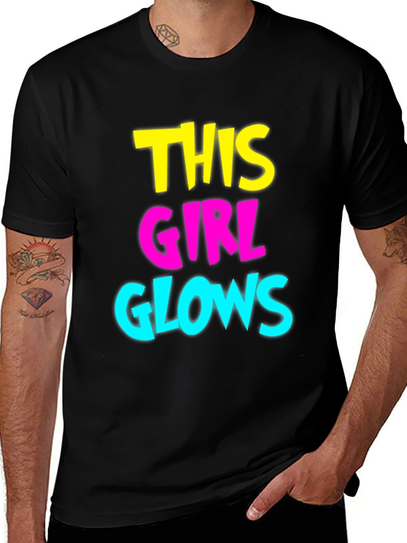 This Girl Glows Graphic Tee - Black