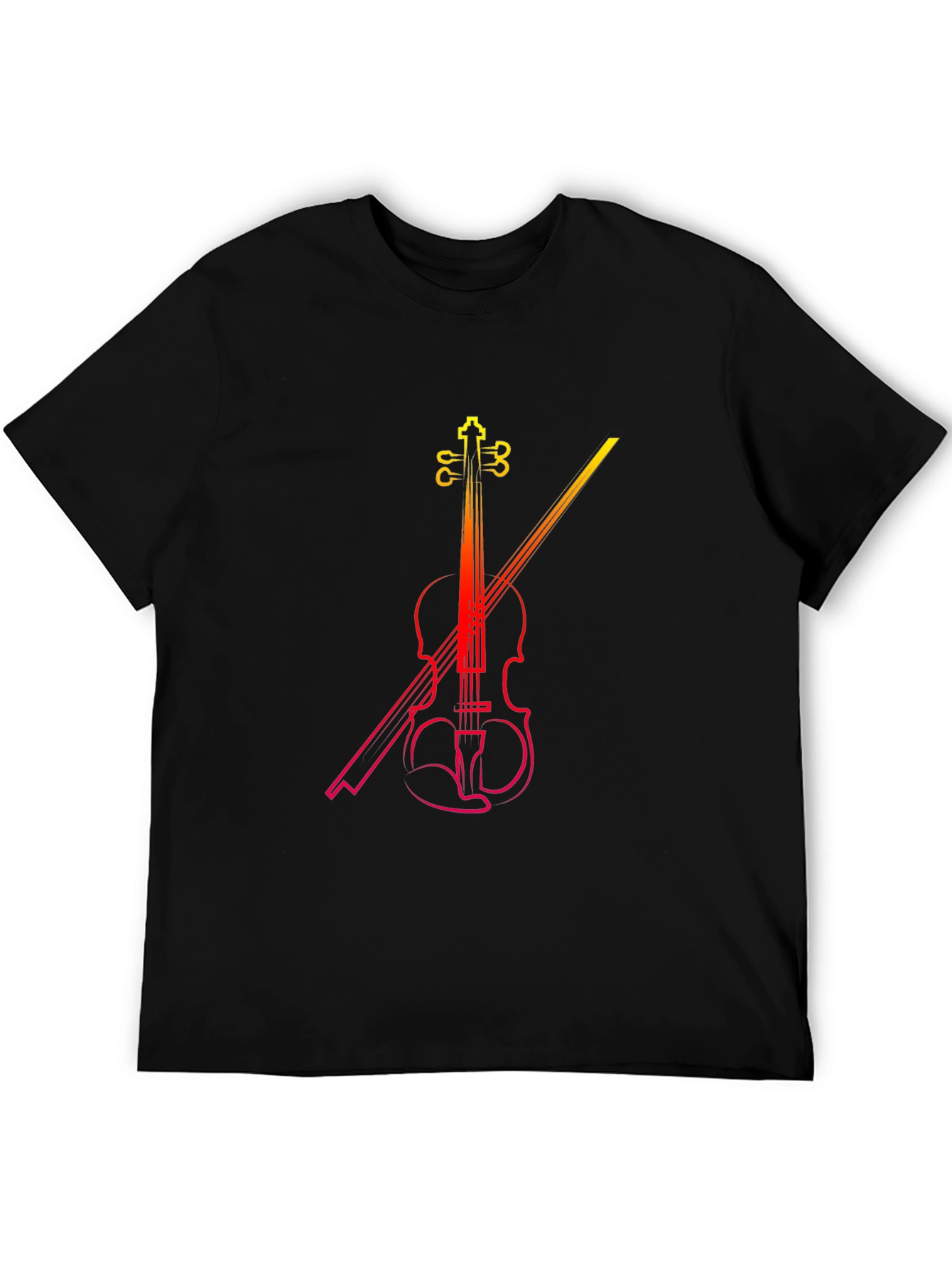 Violin Graphic Print Black T-Shirt