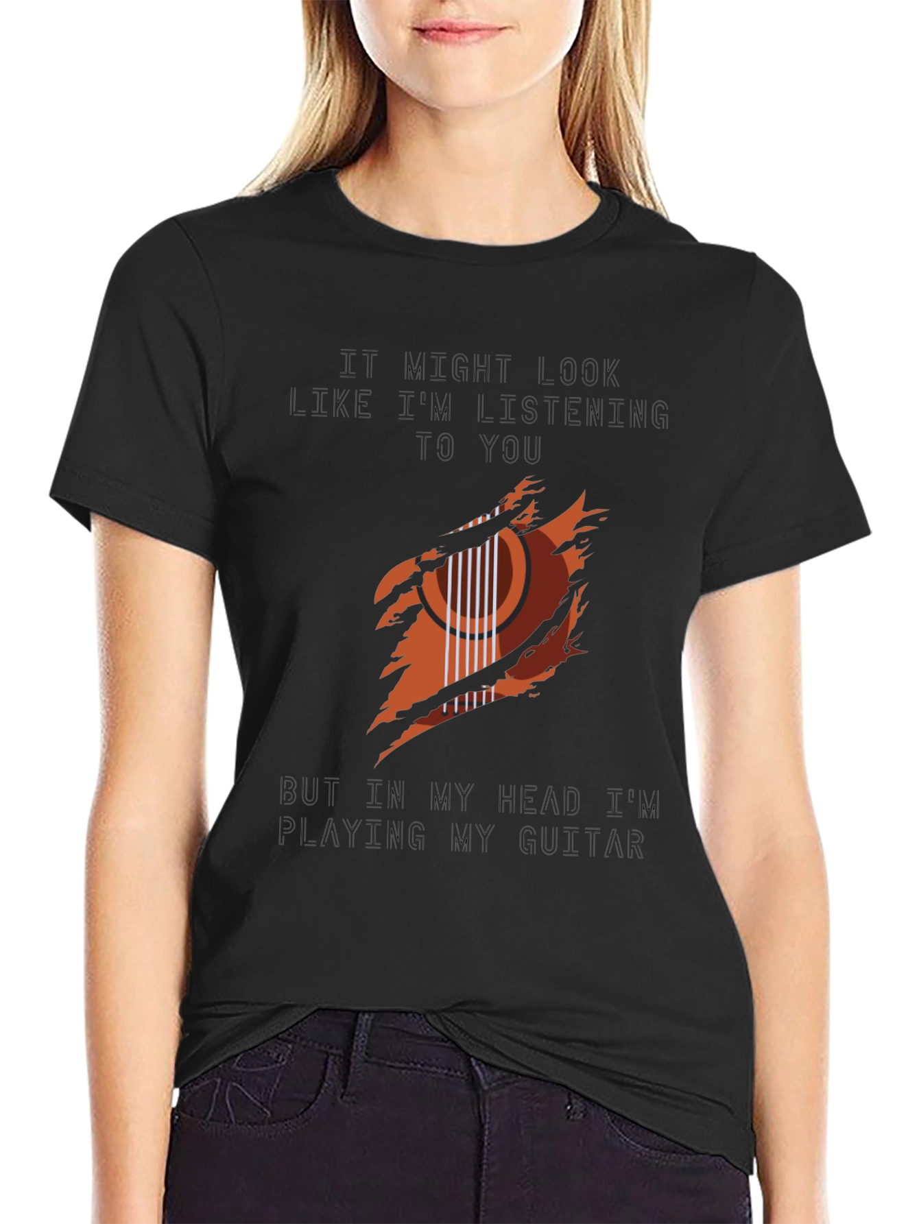 Guitar Player T-Shirt: Head in the Music!