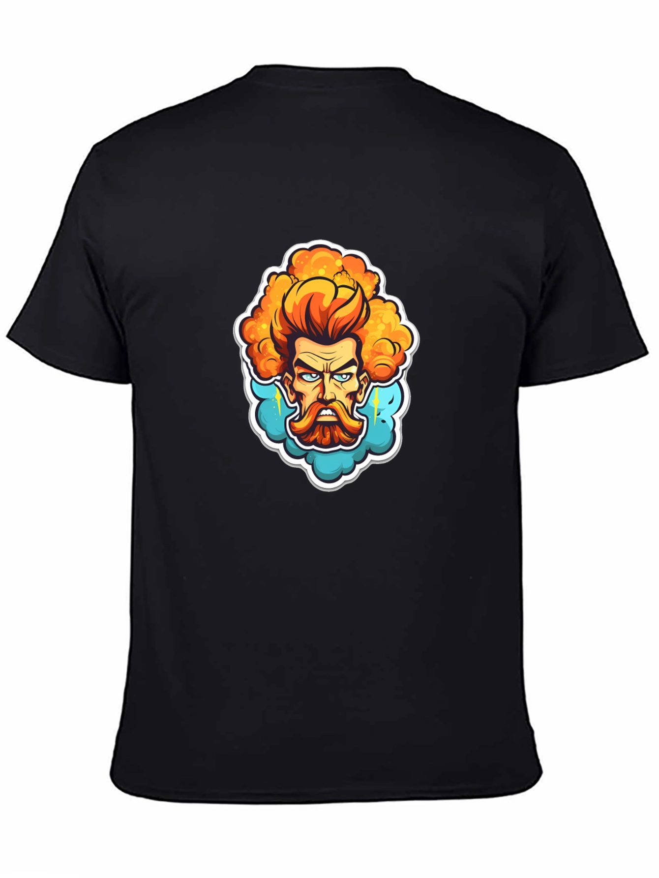 Cartoon Zeus Graphic Black T-Shirt