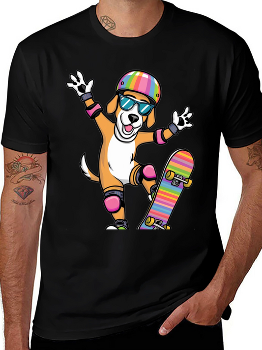 Skateboarding Dog Graphic Tee - Black T-Shirt