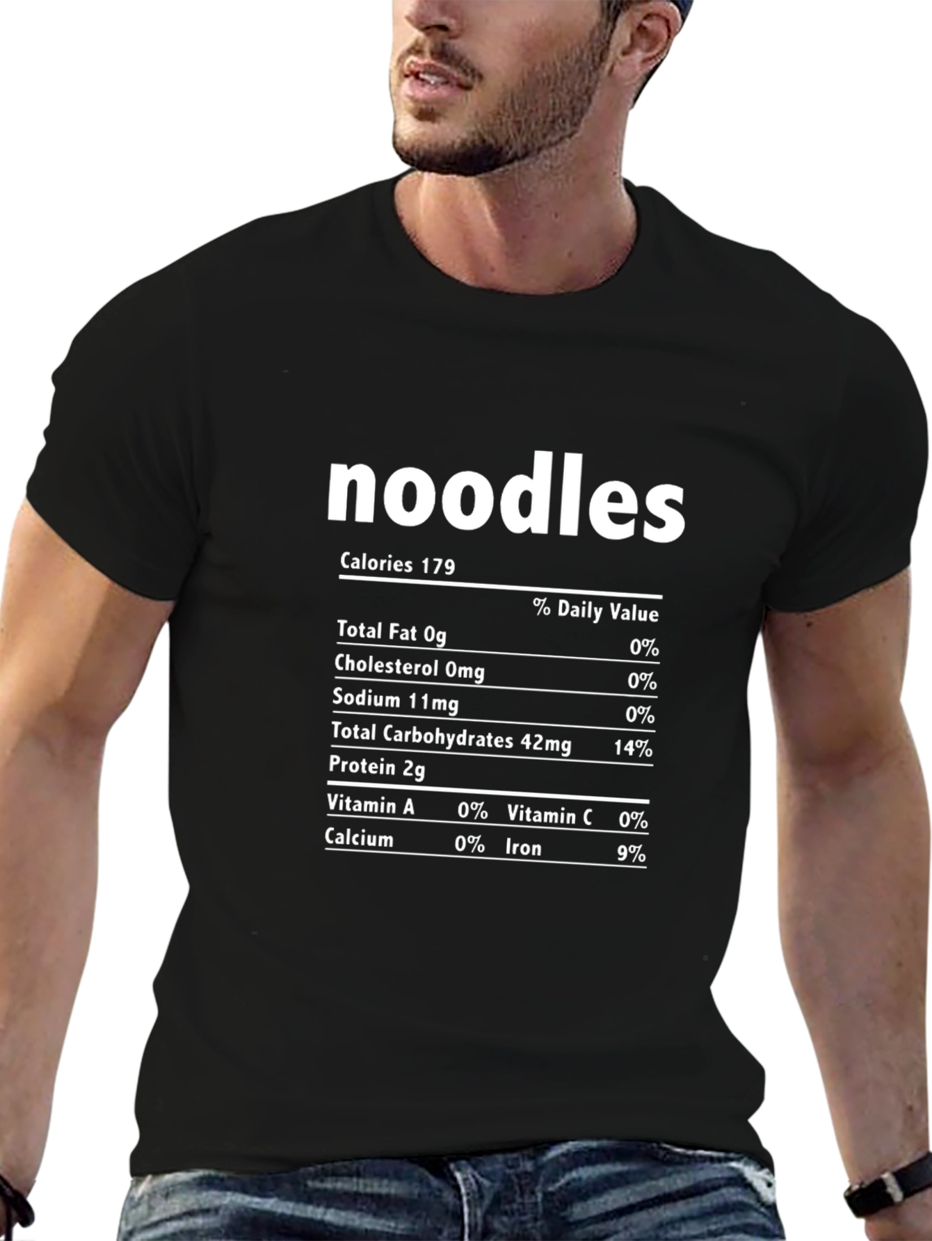 Noodles Nutrition Facts Graphic T-Shirt
