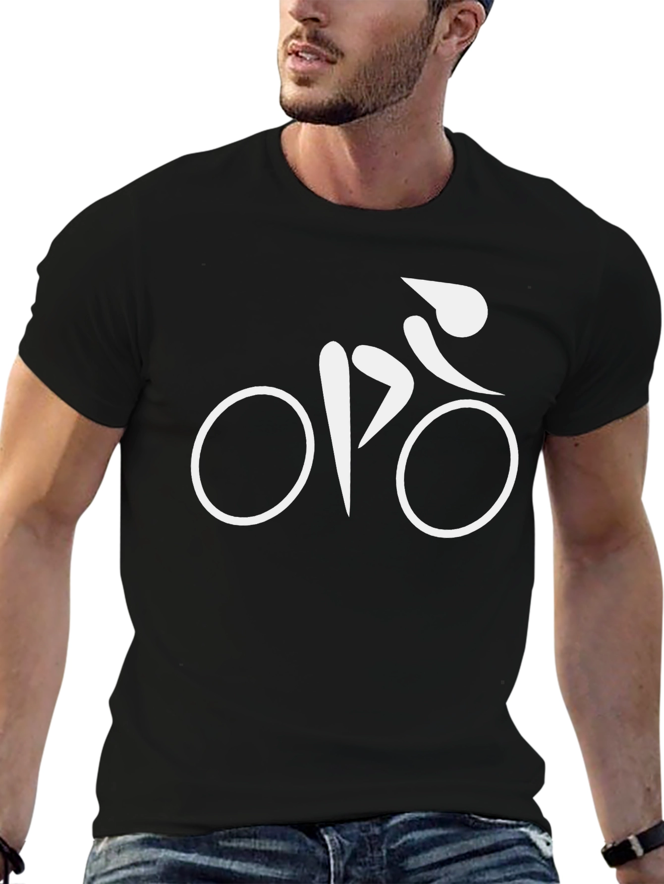 Minimalist Cyclist T-Shirt - Black Cotton Blend