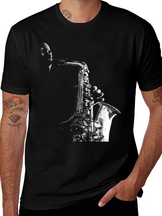 Jazz Saxophone Graphic T-Shirt - Cool Musician Tee