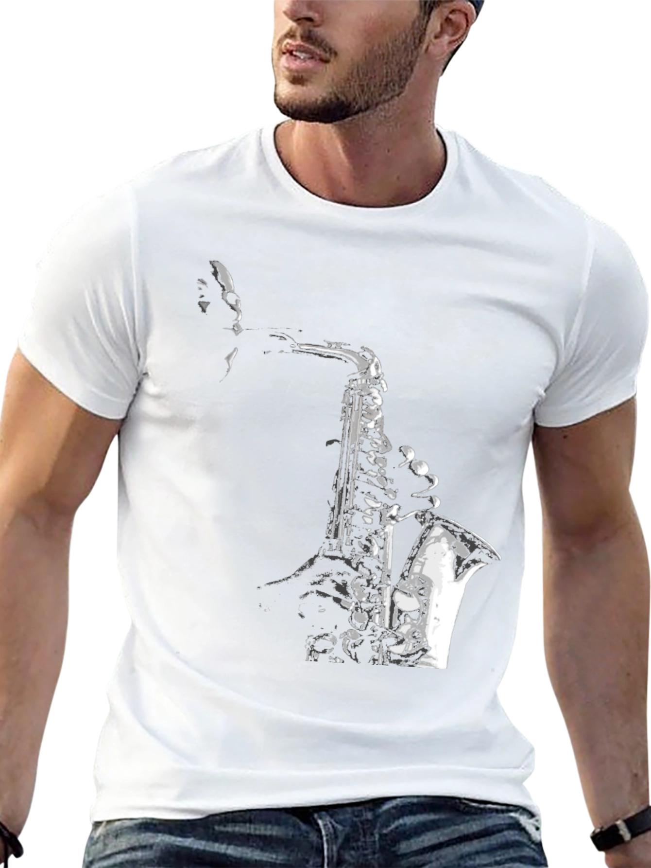 Jazz Saxophone Graphic T-Shirt - Cool Musician Tee