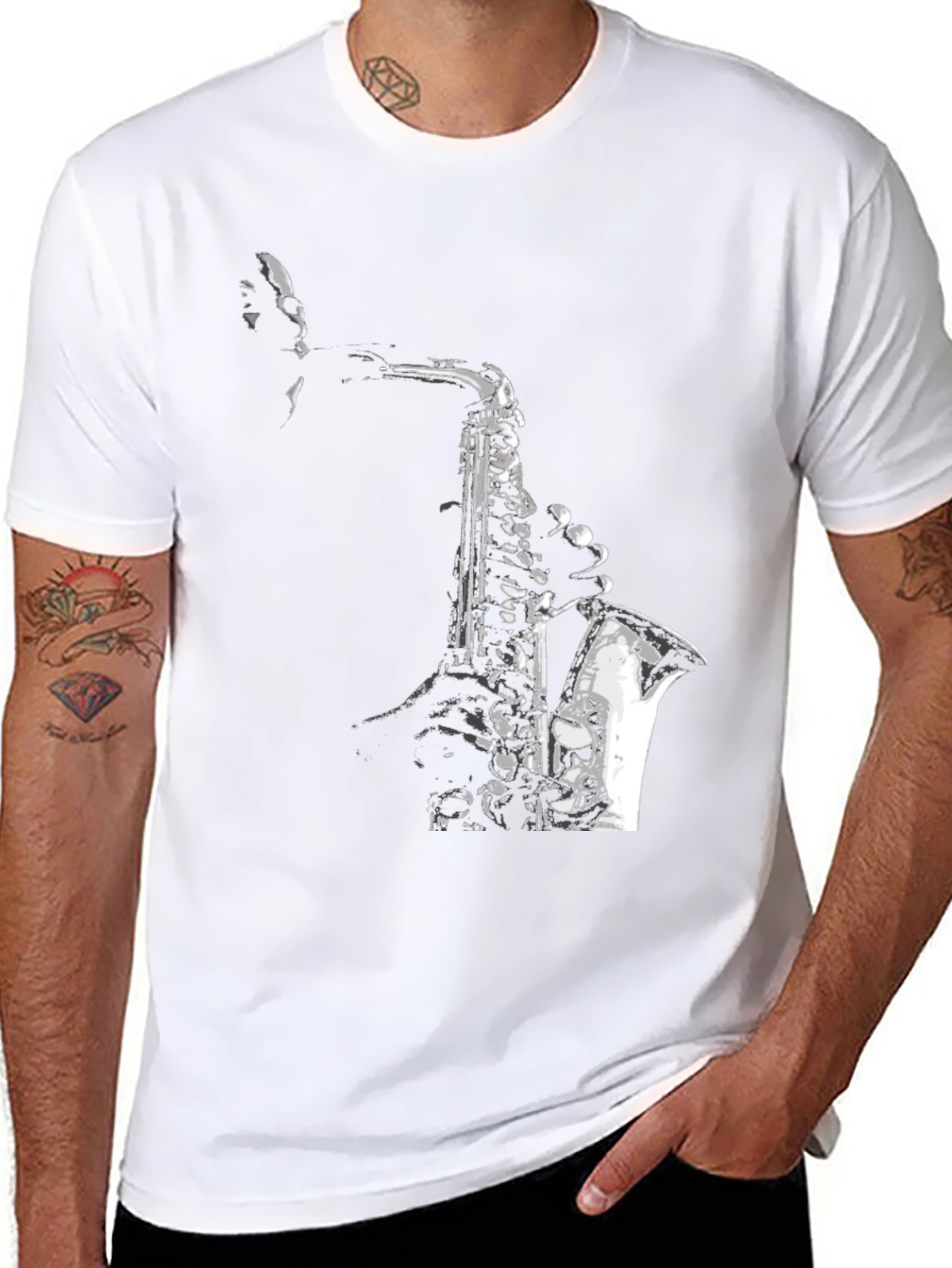 Jazz Saxophone Graphic T-Shirt - Cool Musician Tee