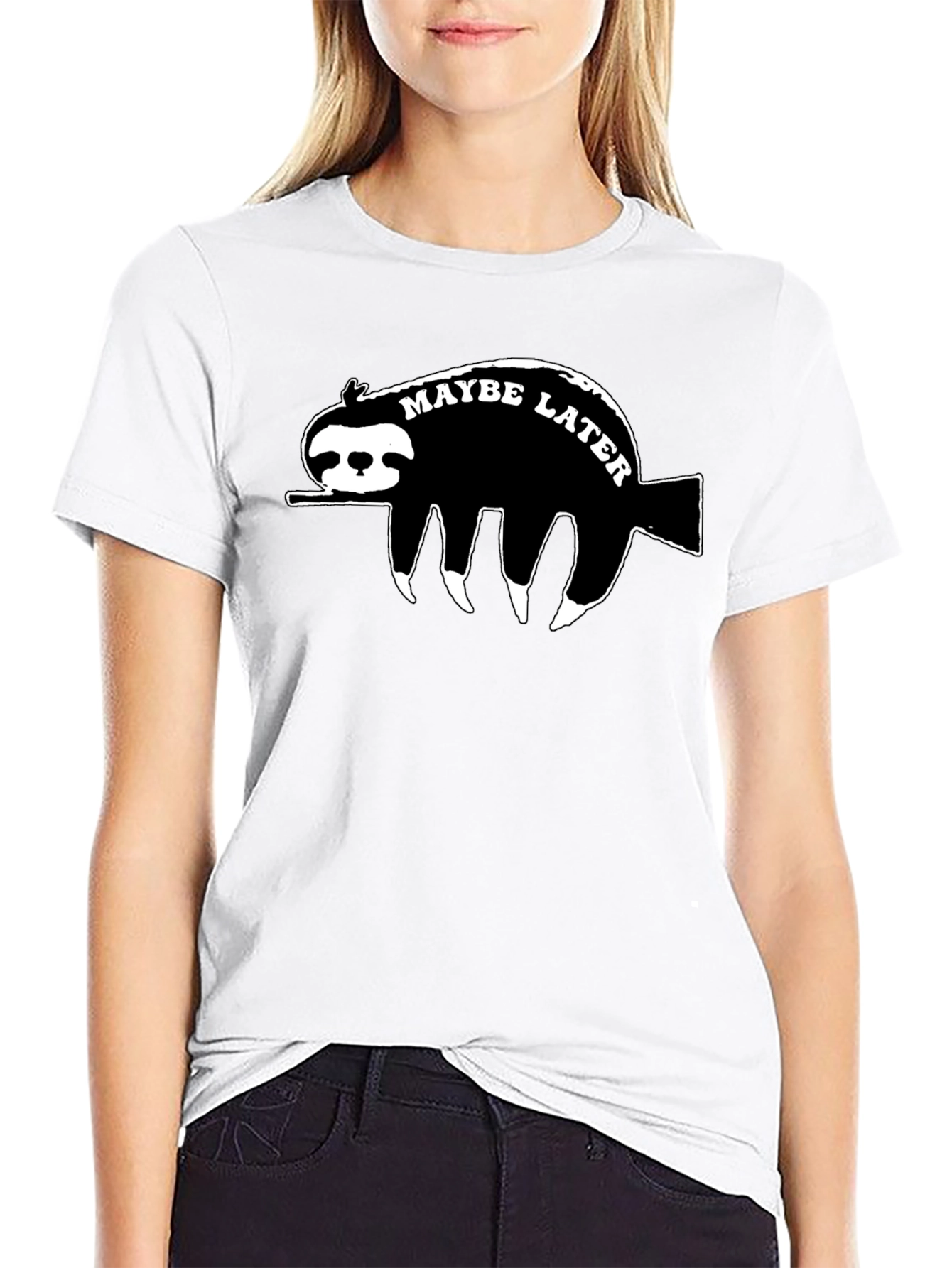 Maybe Later Sloth Graphic T-Shirt - Relaxed Style