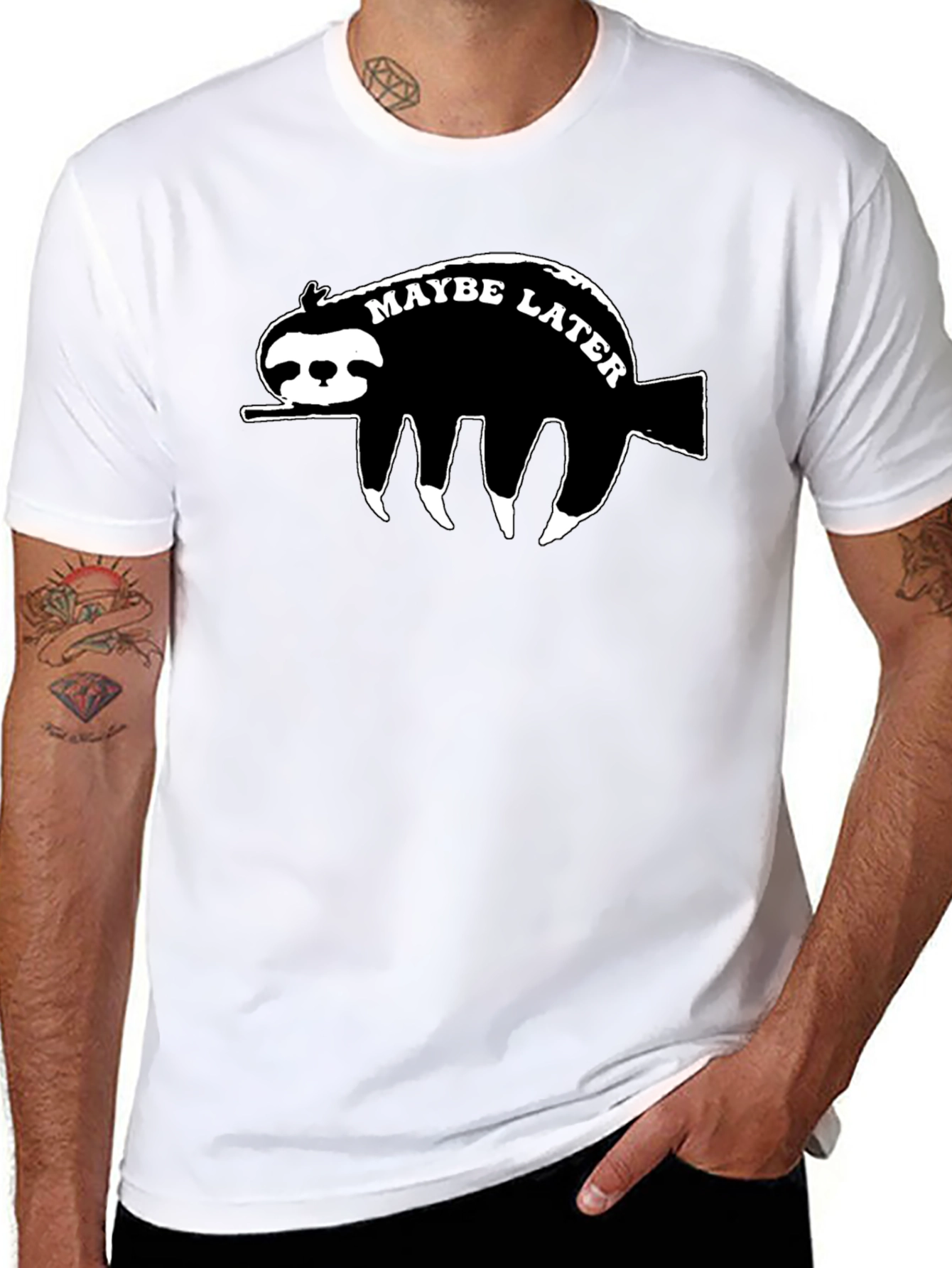 Maybe Later Sloth Graphic T-Shirt - Relaxed Style