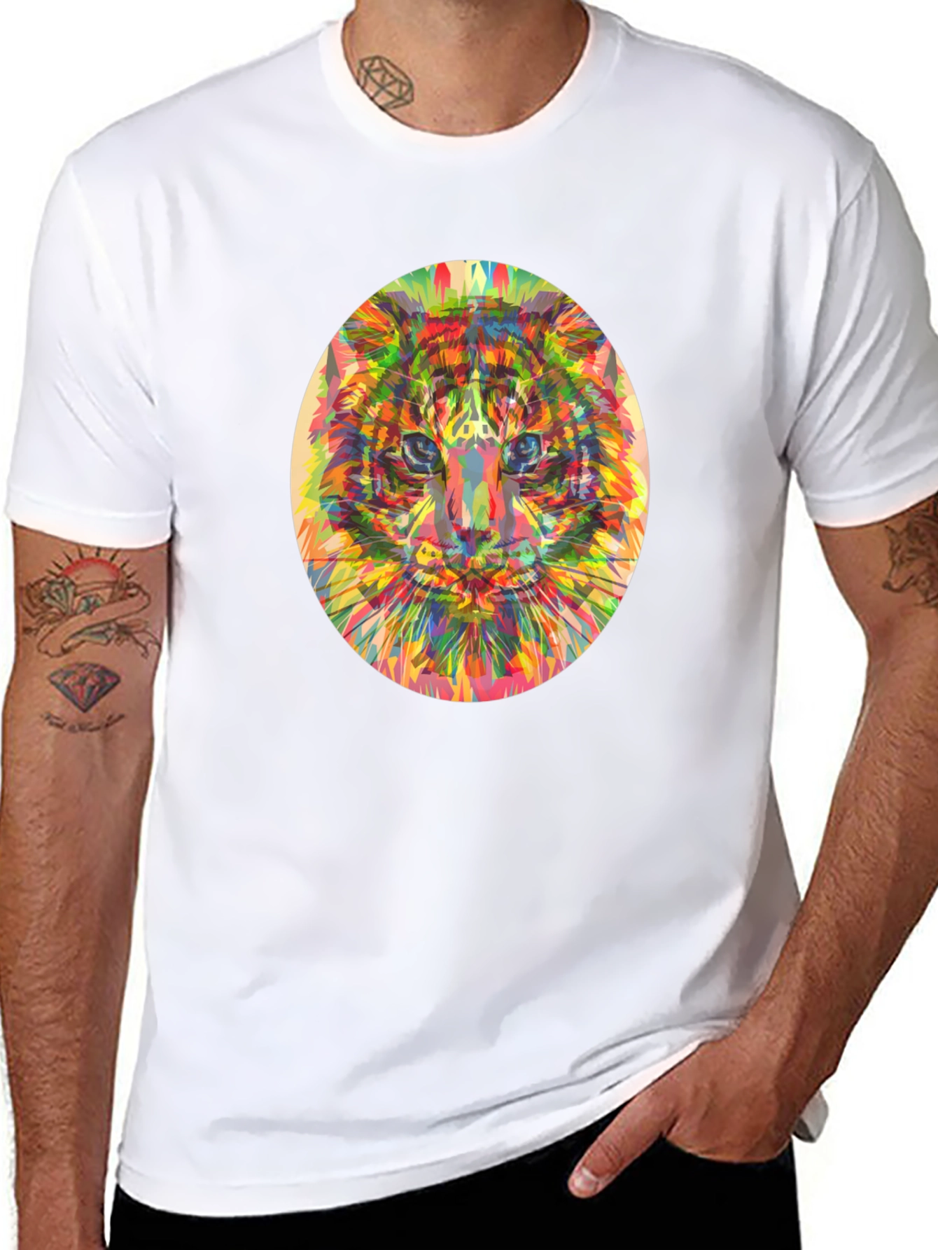 Abstract Tiger Graphic T-Shirt - Black