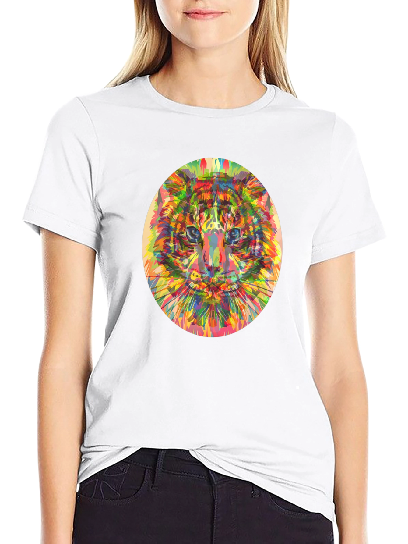 Abstract Tiger Graphic T-Shirt - Black