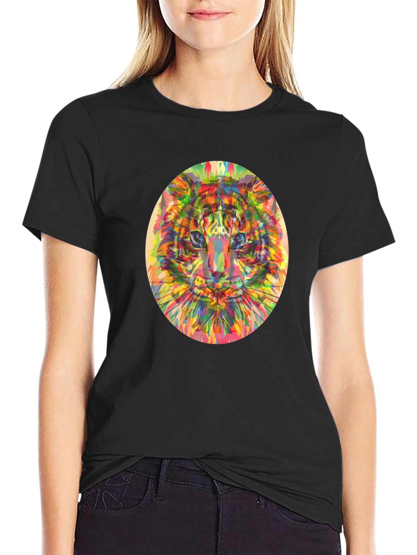 Abstract Tiger Graphic T-Shirt - Black