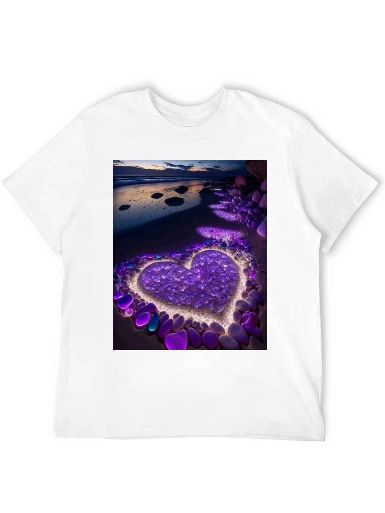 Heart Beach Print Tee - Stylish Graphic T-Shirt