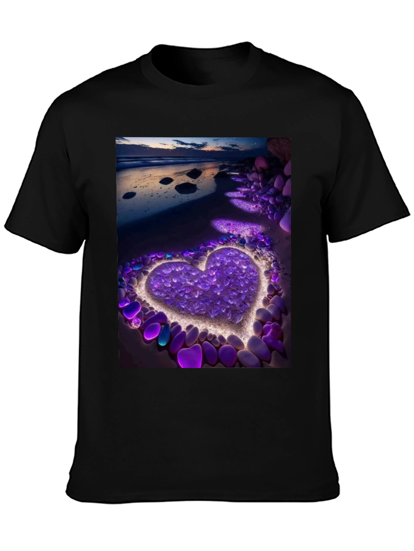 Heart Beach Print Tee - Stylish Graphic T-Shirt
