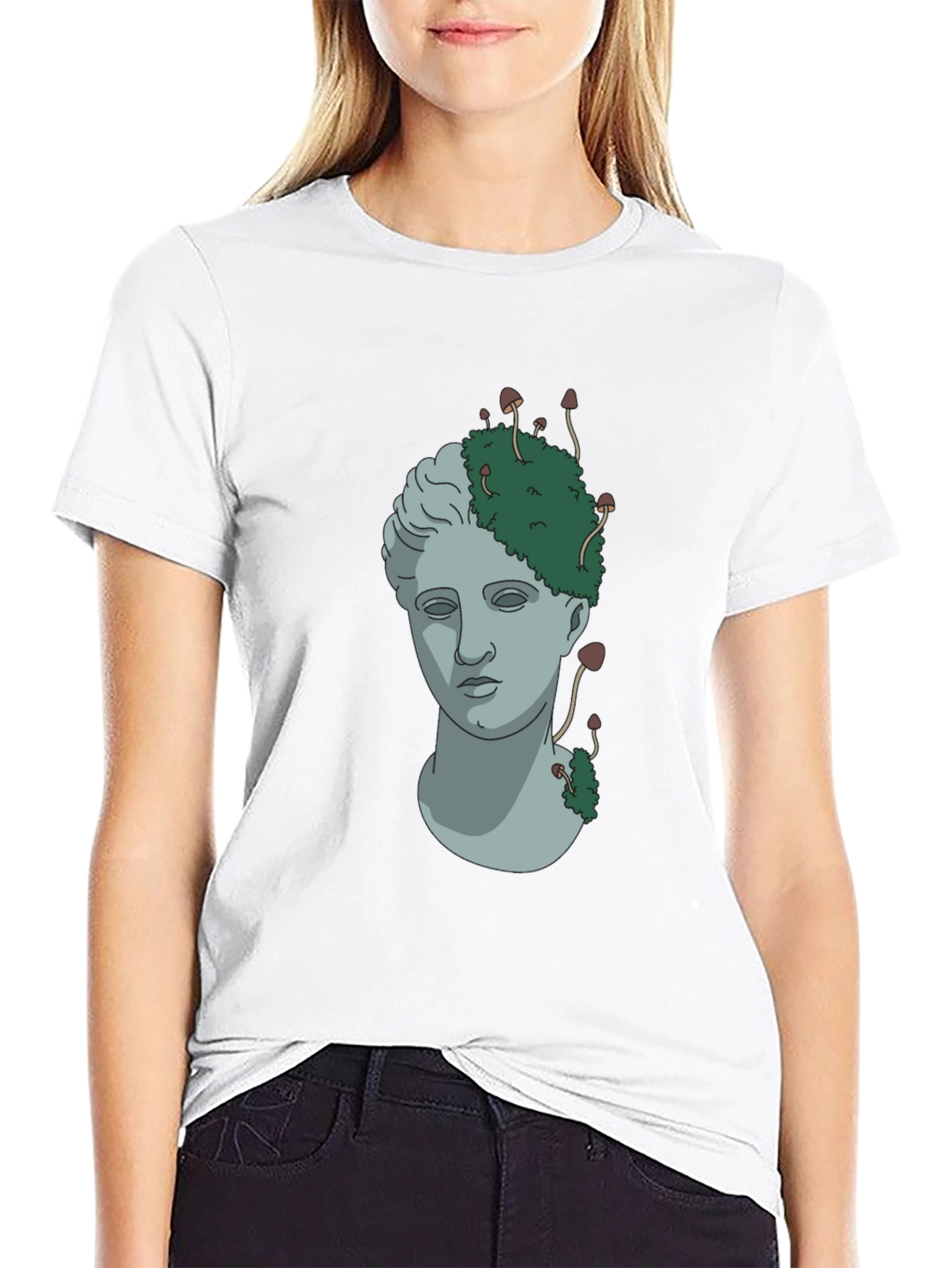 Mushroom Statue Graphic Tee - Nature Inspired Streetwear
