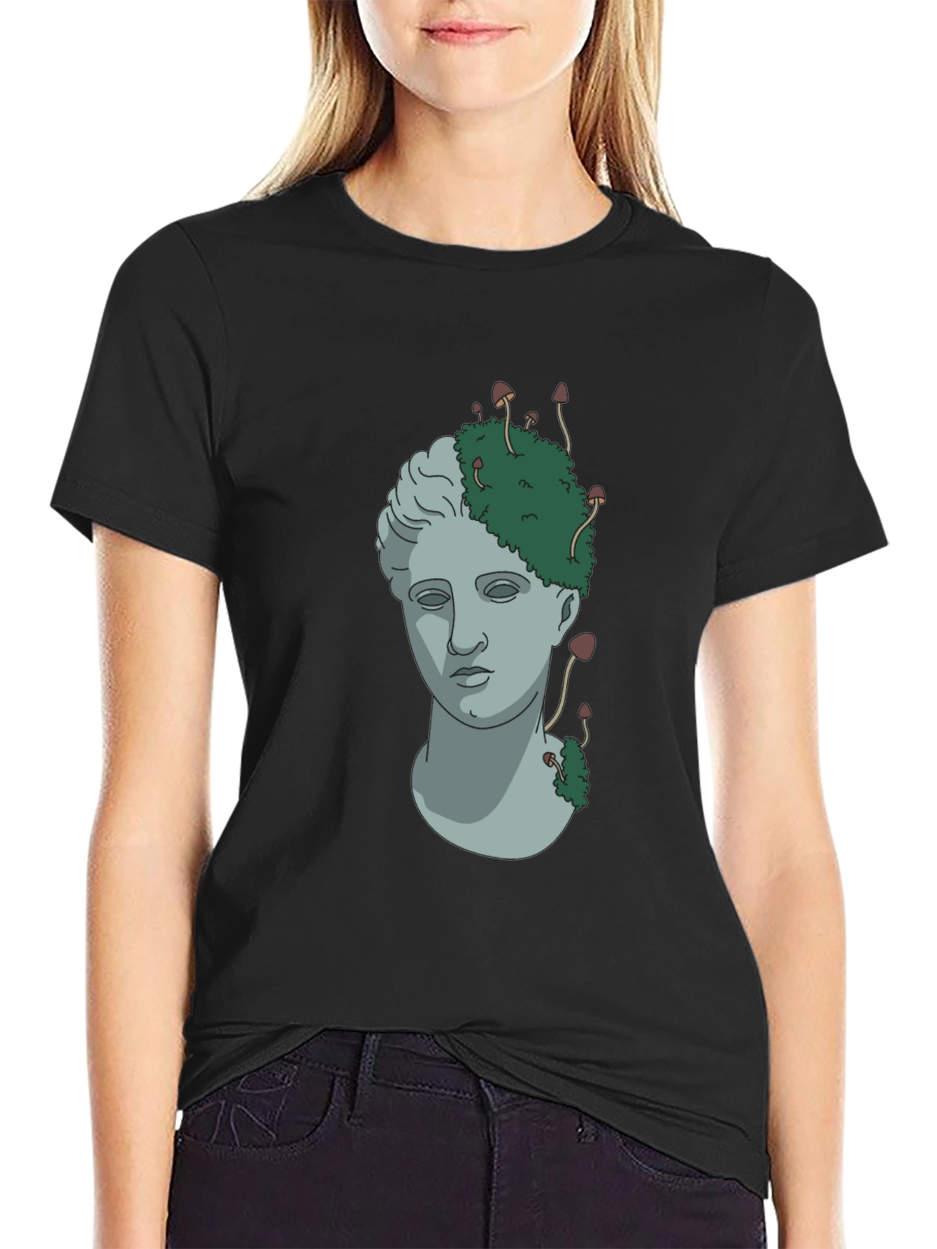 Mushroom Statue Graphic Tee - Nature Inspired Streetwear