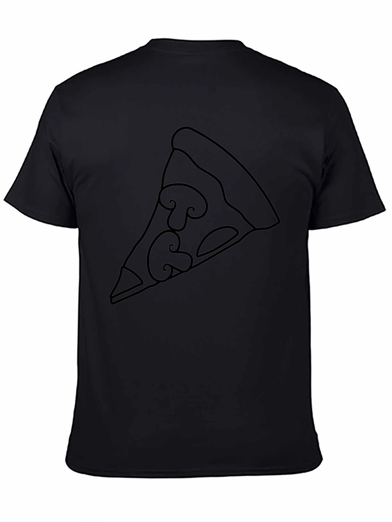 Pizza Slice Outline Graphic Tee - Black T-Shirt