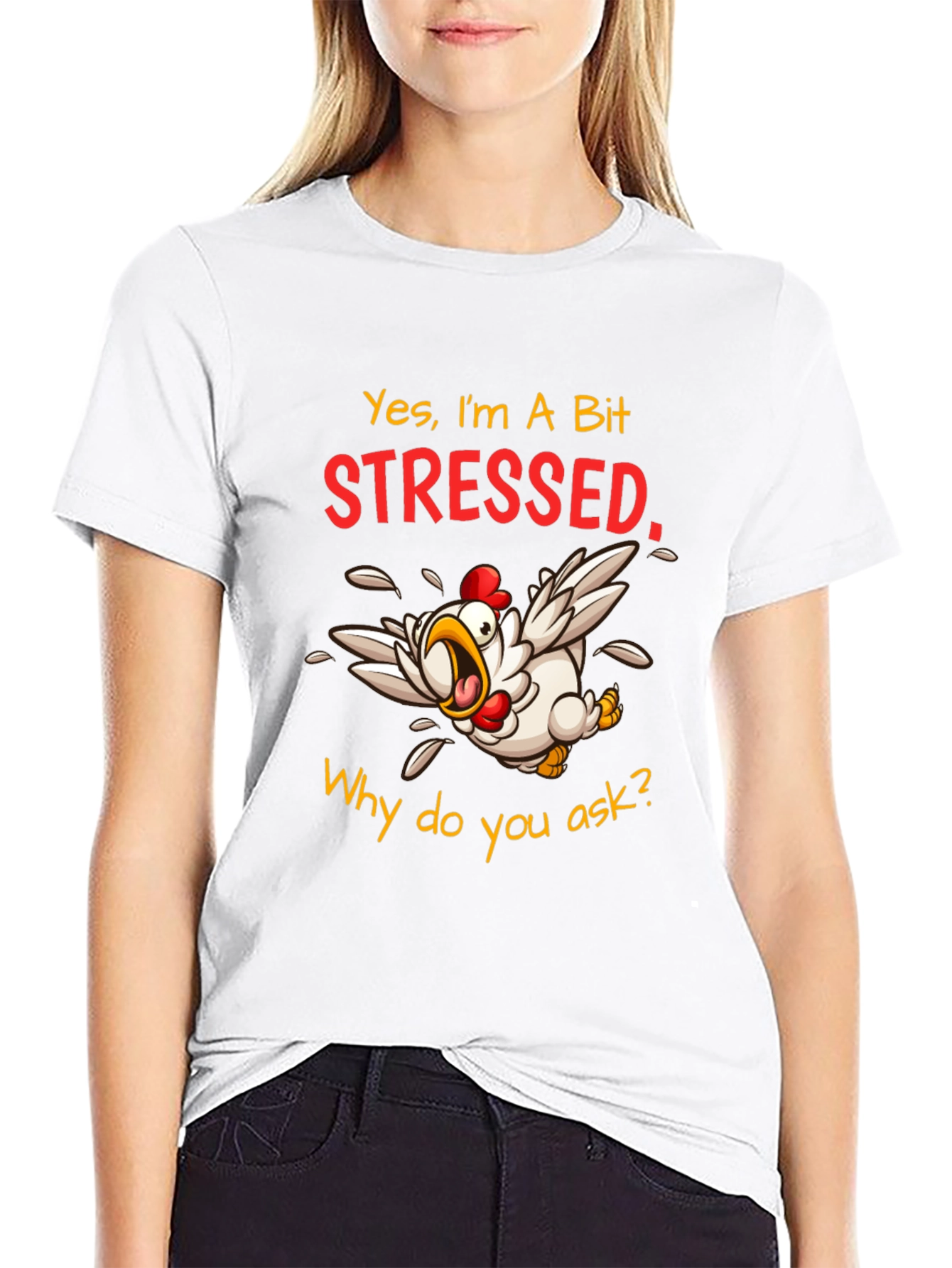 Stressed Chicken Graphic T-Shirt - Funny Animal Tee