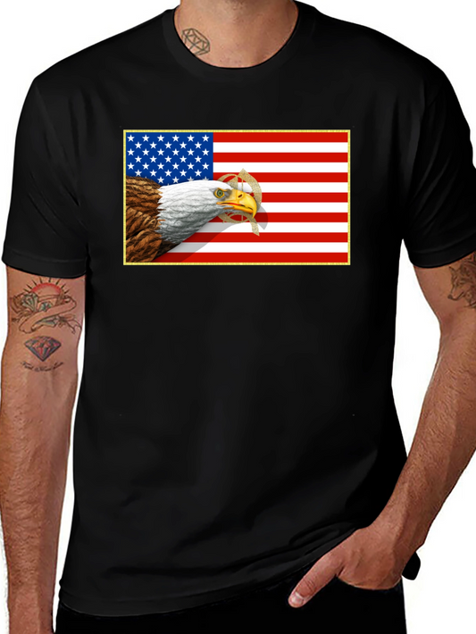 American Eagle & Flag Graphic Black T-Shirt