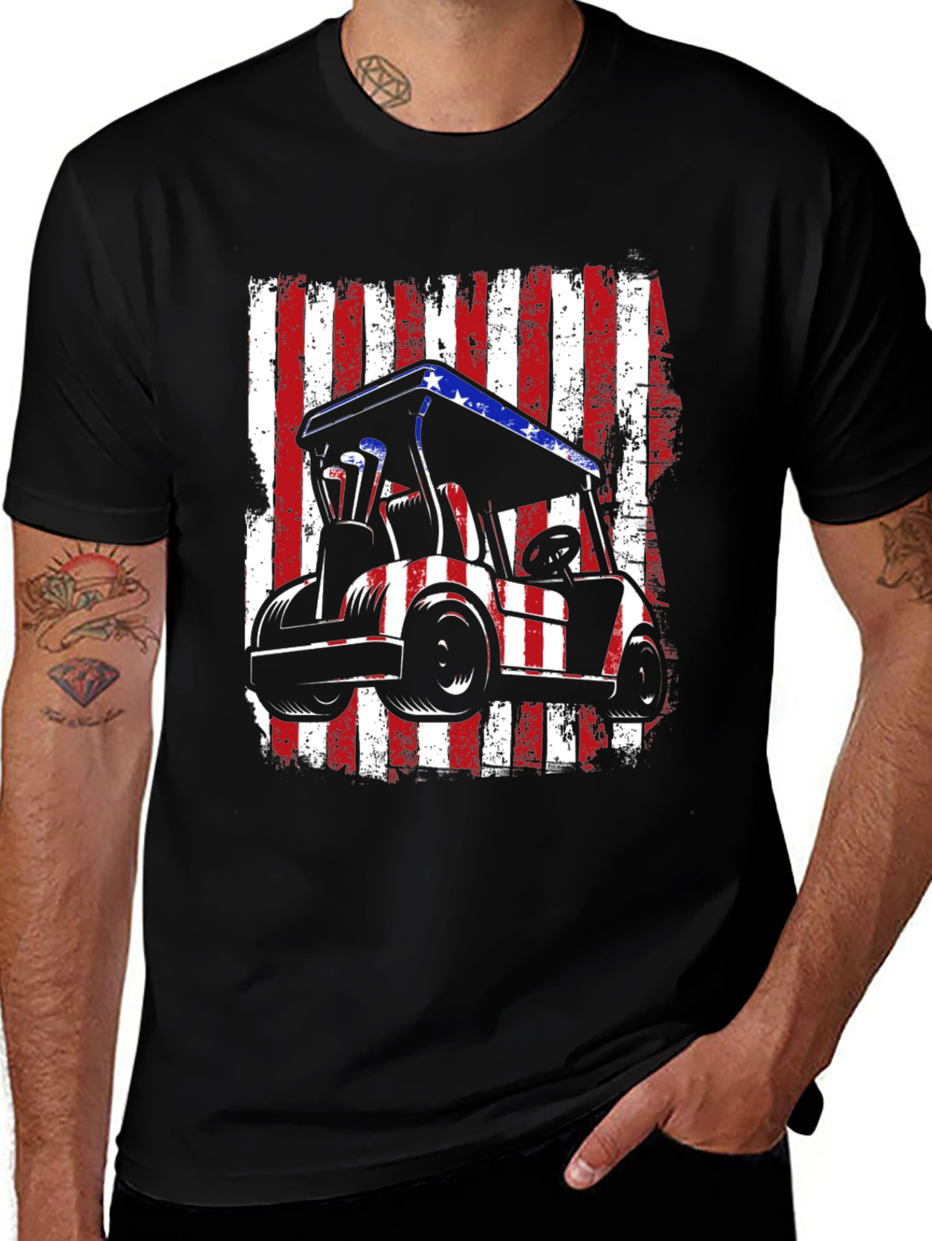 American Flag Golf Cart Graphic Tee