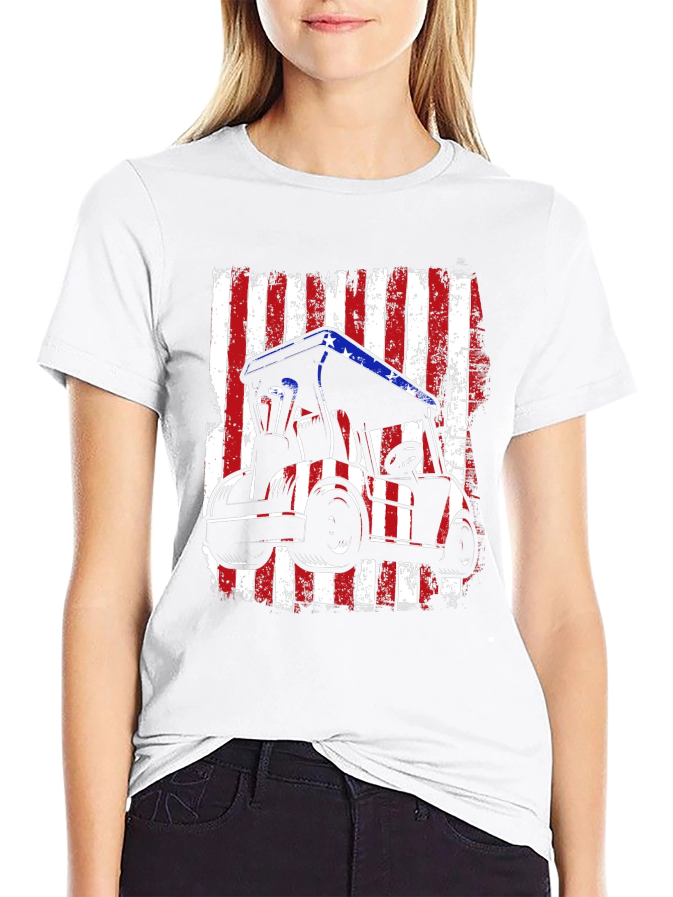 American Flag Golf Cart Graphic Tee